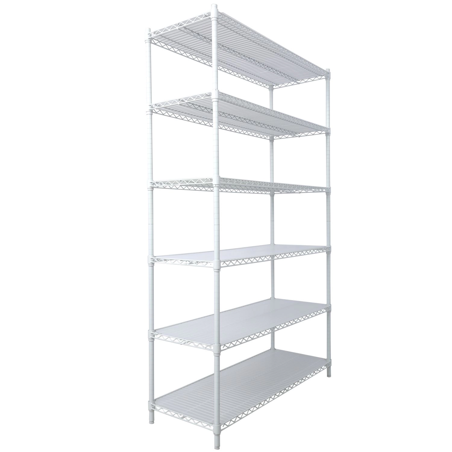 Flynama 6 Tier Wire Shelving 6000lbs 84H x 48L x 20D in NSF with Wheels and Liners for Commercial Utility in White