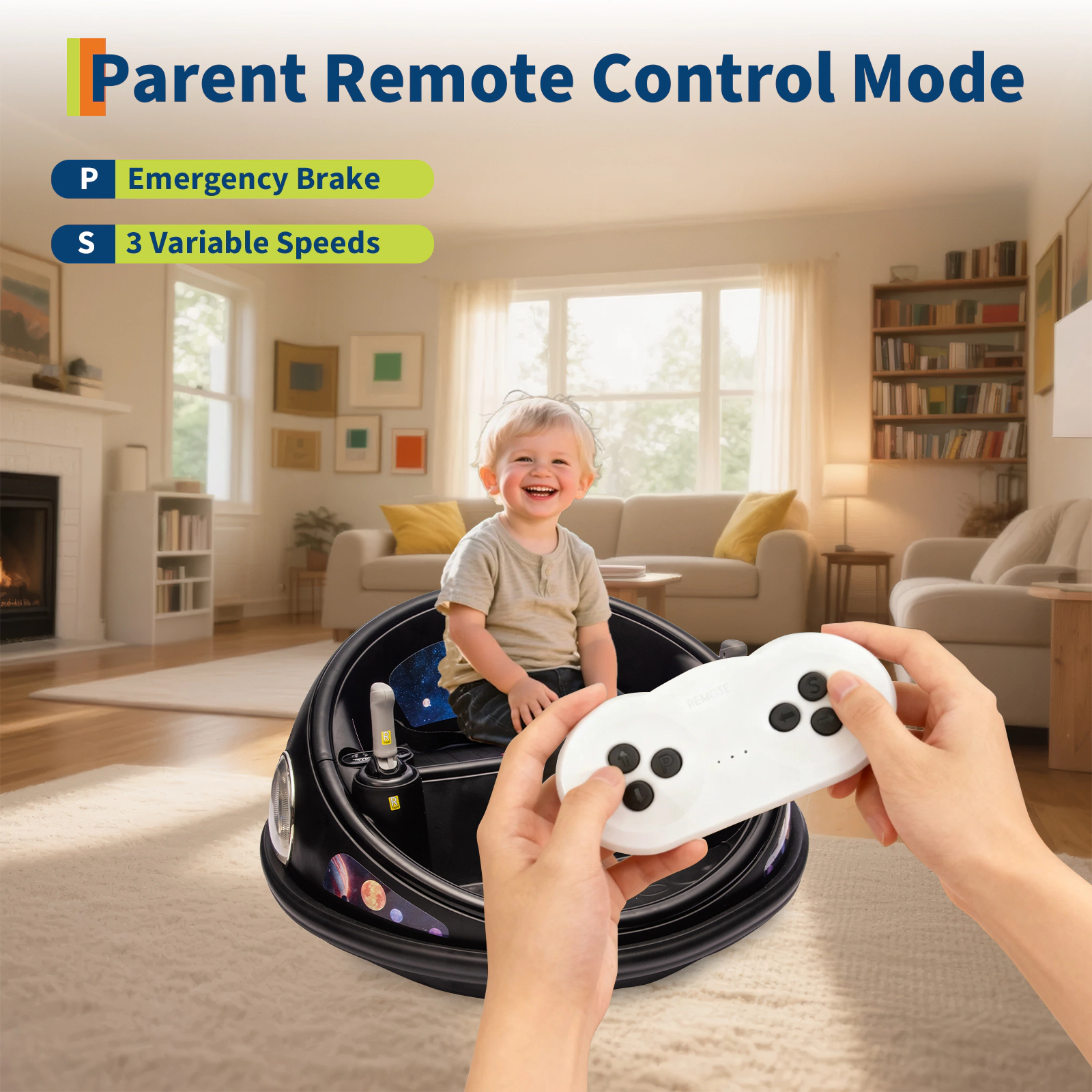 12V Kids Bumper Car, Electric Ride On Toy w/Remote Control, 360 Degree Spin, Music, 2 Speeds & Seat Belt