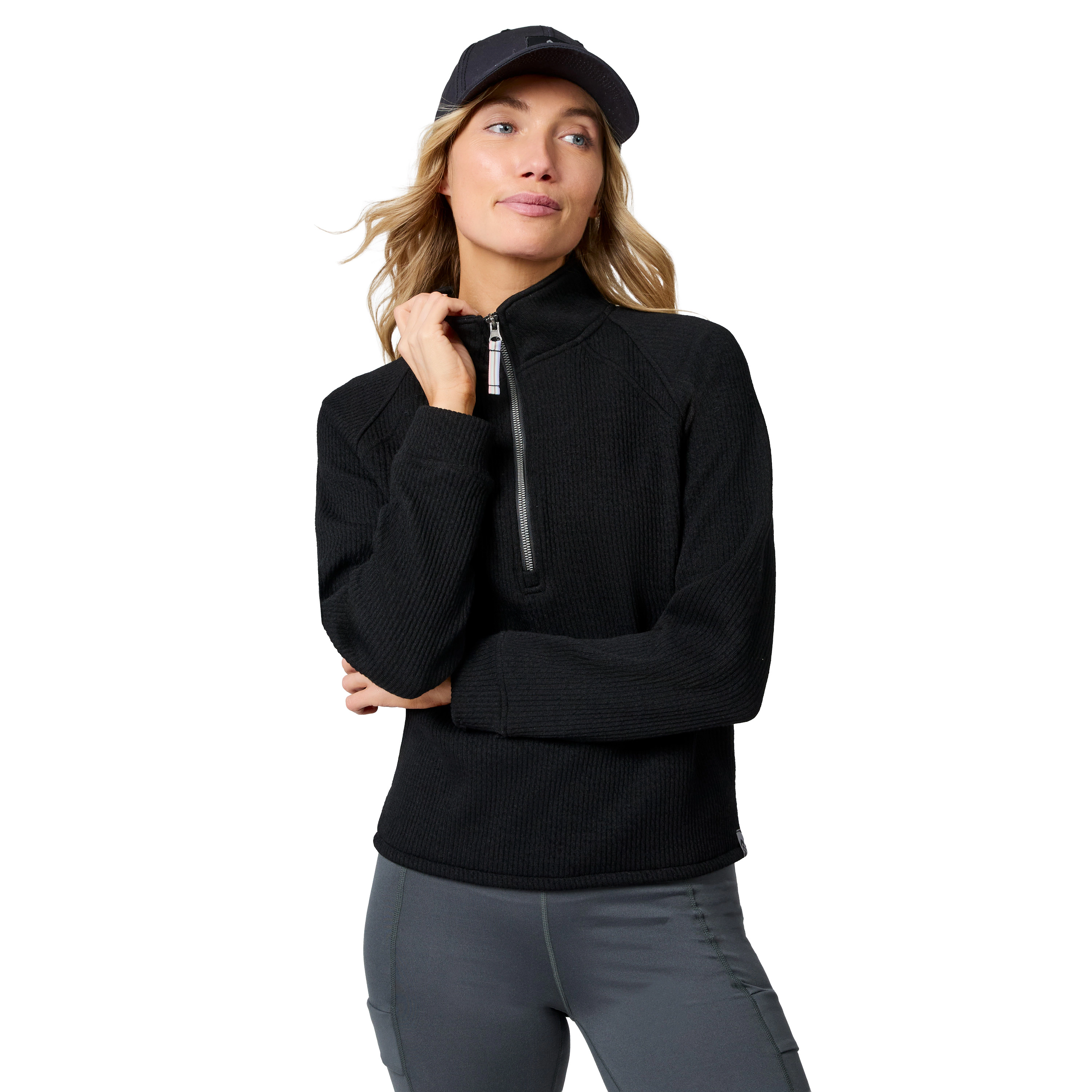 Free Country Women's Ripple Knit Half Zip Top