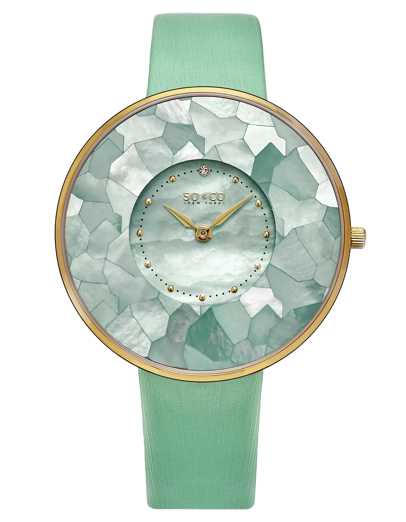 SO&CO Mosaic Mother-of-Pearl Dial - 38mm Gold Tone & Crystal Accents