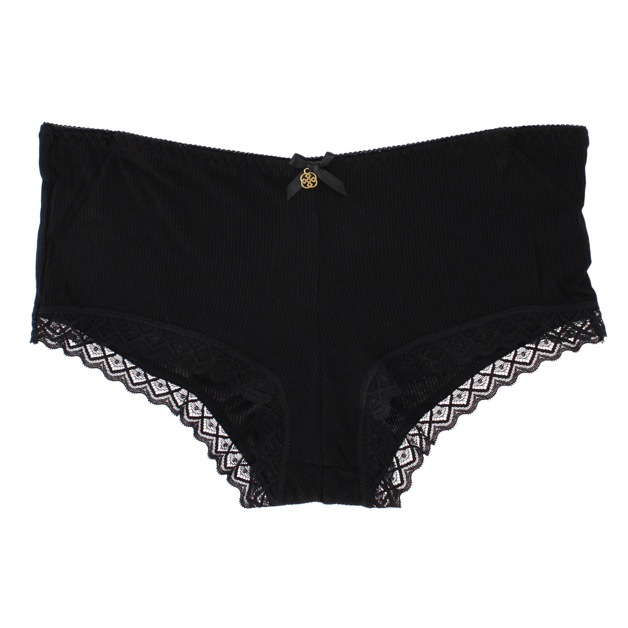 Daisy Fuentes Women's Ribbed Lace Trim Boyshort Panty 3-Pack