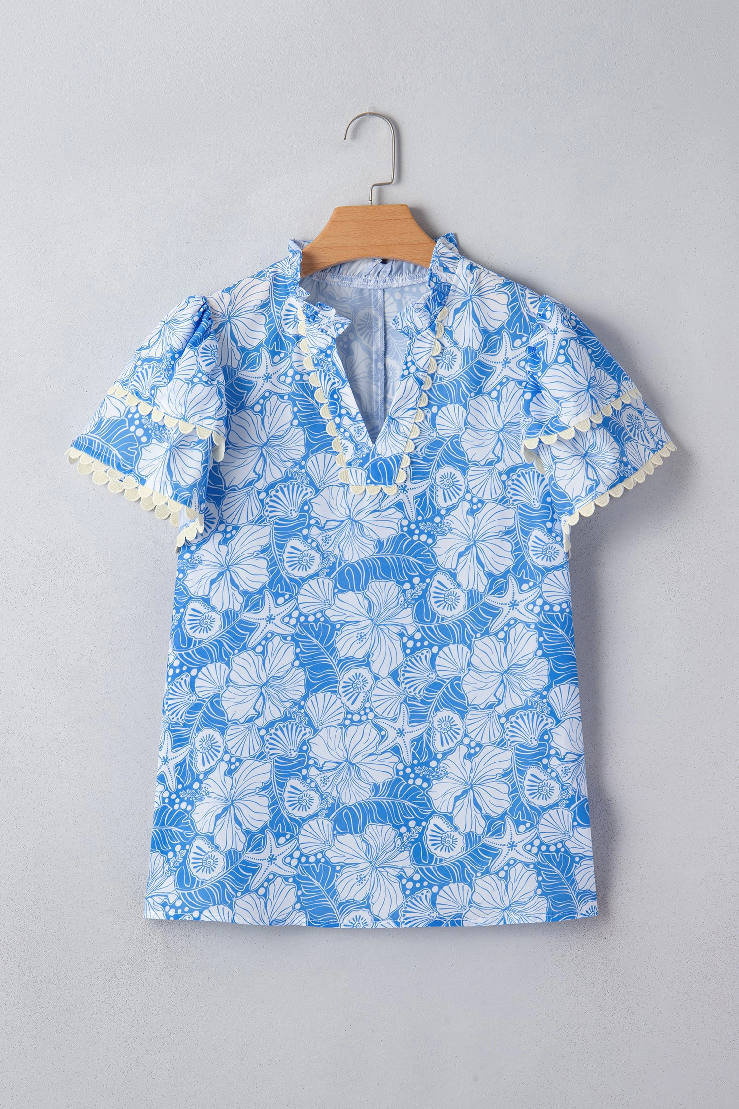 Threaded Pear Kataleya Trim Short Sleeve Blouse