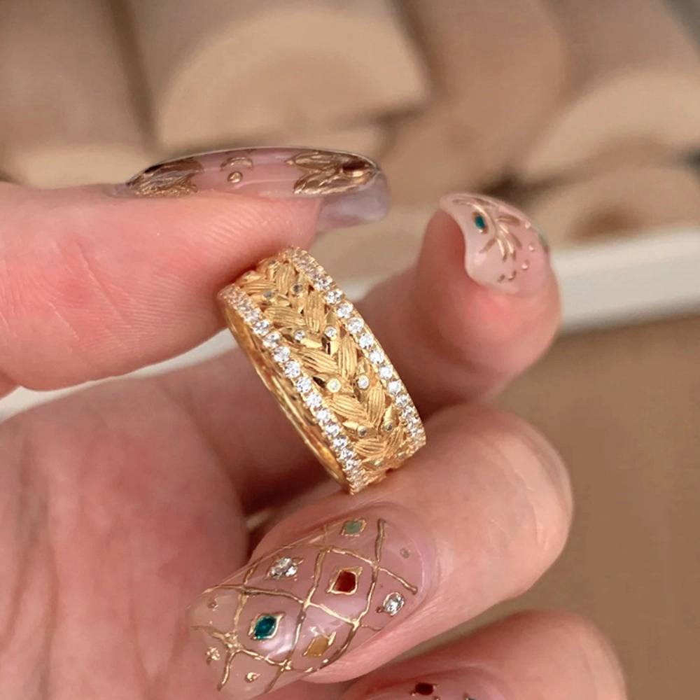 Full-Circle Wheat Ear Micro Pave CZ Ring for Women