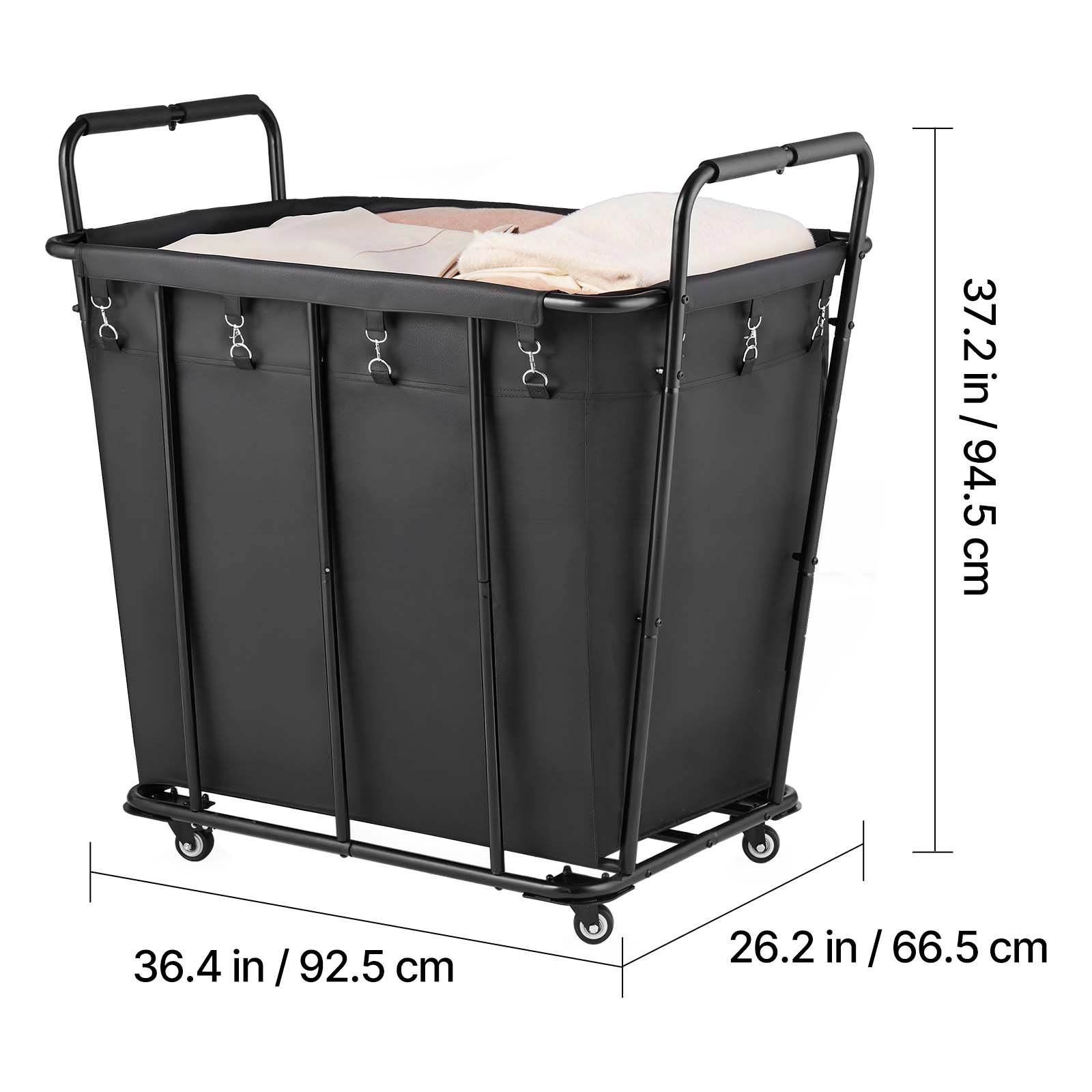 HONGGE Heavy Duty Laundry Cart with Swivel Wheels, Large Load Capacity Shopping Basket for Grocery Camping Luggage