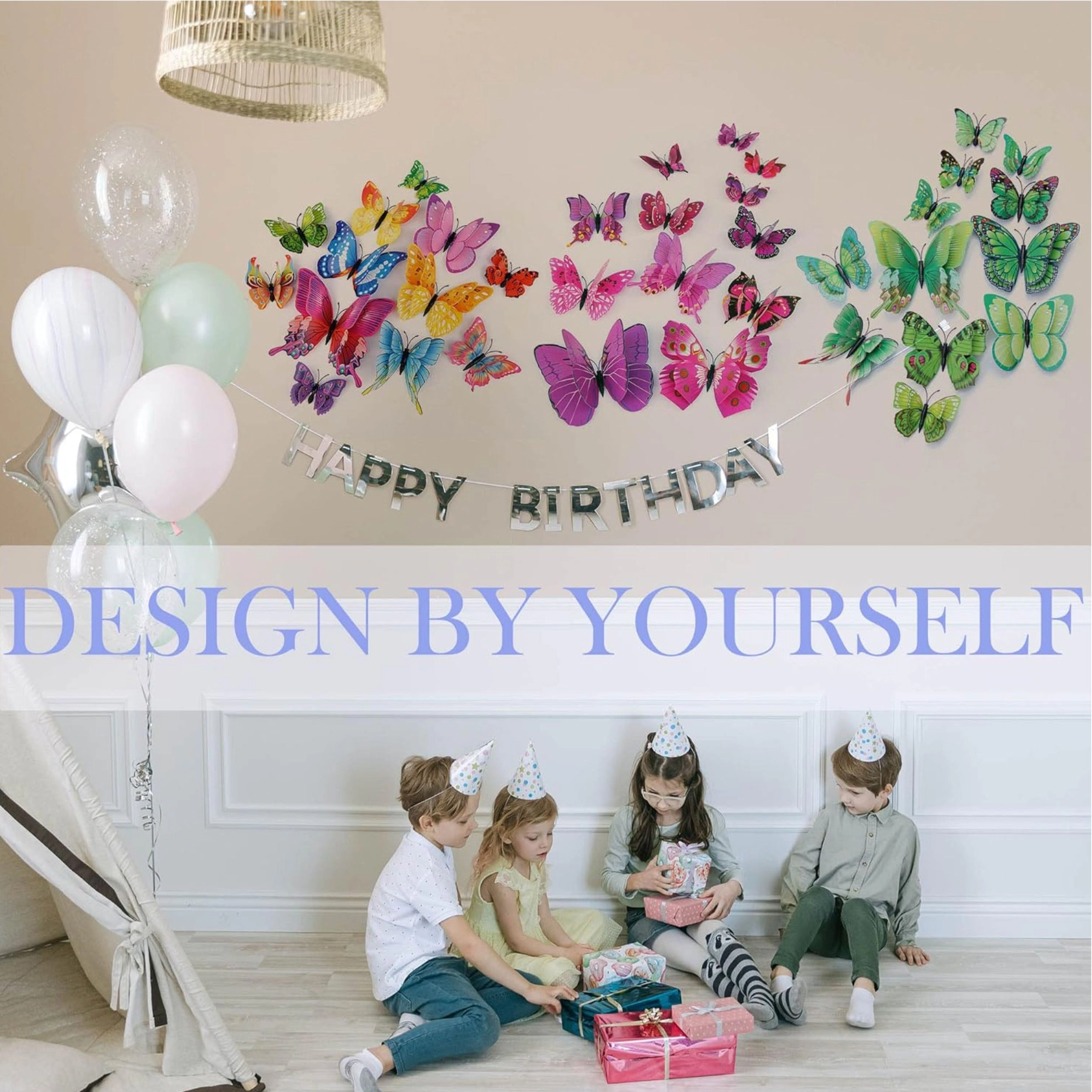 Stock Preferred Pack of 24 3D Butterfly Wall Decor Stickers with Magnets Reusable Waterproof