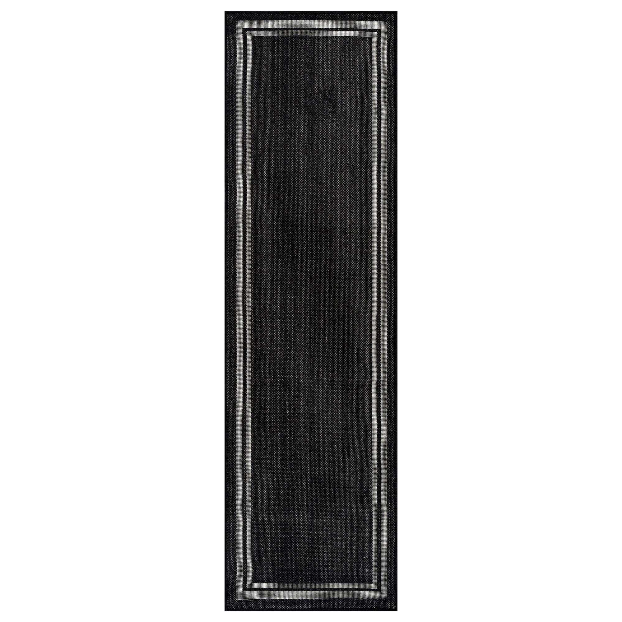 World Rug Gallery Border Indoor/Outdoor Flat Woven-Natural Jute-Style, Patio for Backyard Porch Deck Balcony