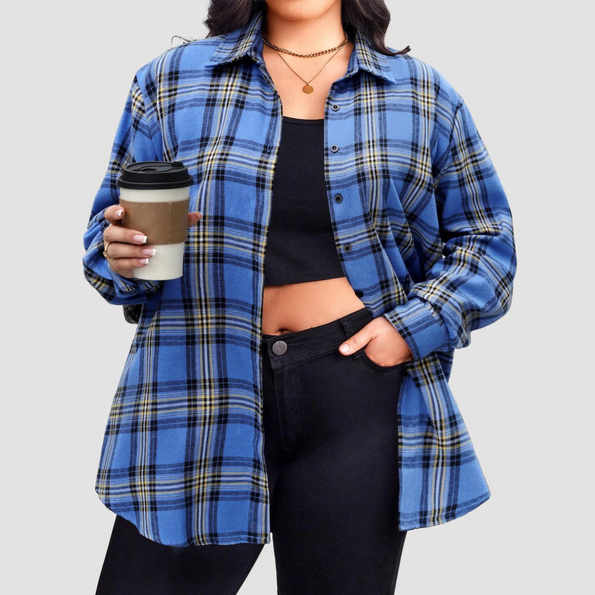 Zeagoo Women's Plaid Flannel Button Down Shirts Long Sleeve Collared Casual Shacket