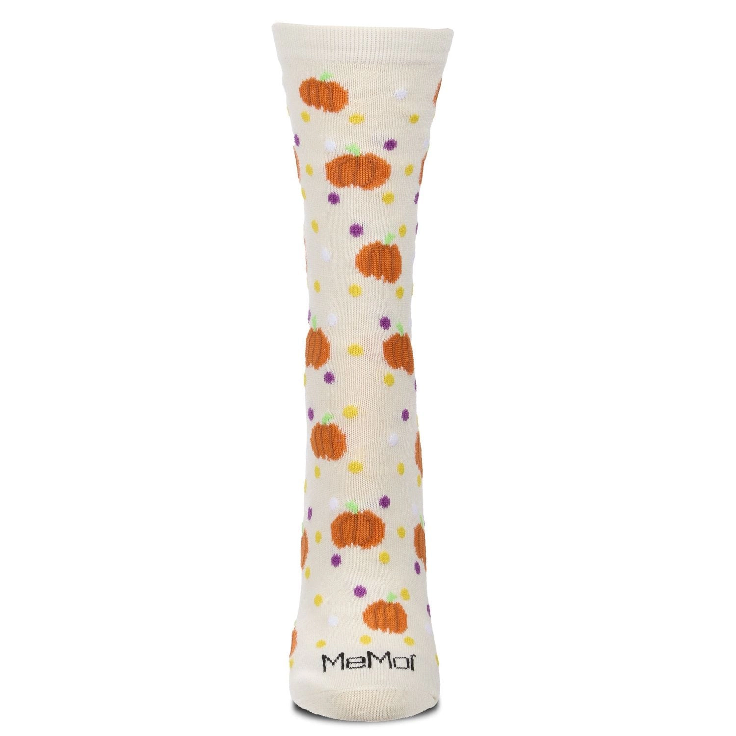MeMoi Women's Cheery Pumpkin Polka Dot Festive Crew Socks