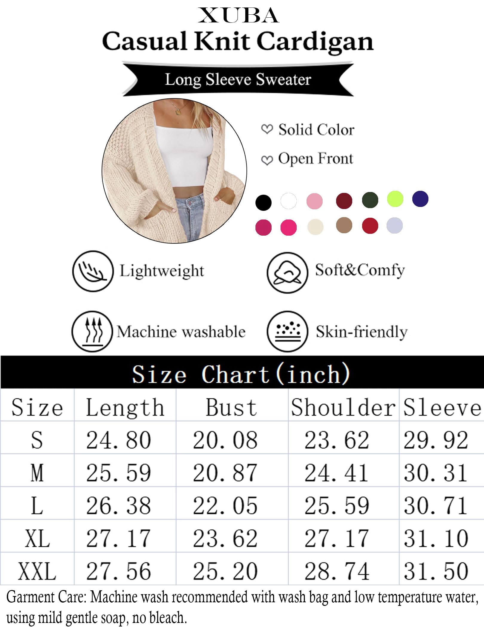 KOJOOIN Women's Cardigan Chunky Knit Sweaters Open Front Pocketed Oversized Jacket Balloon Sleeve