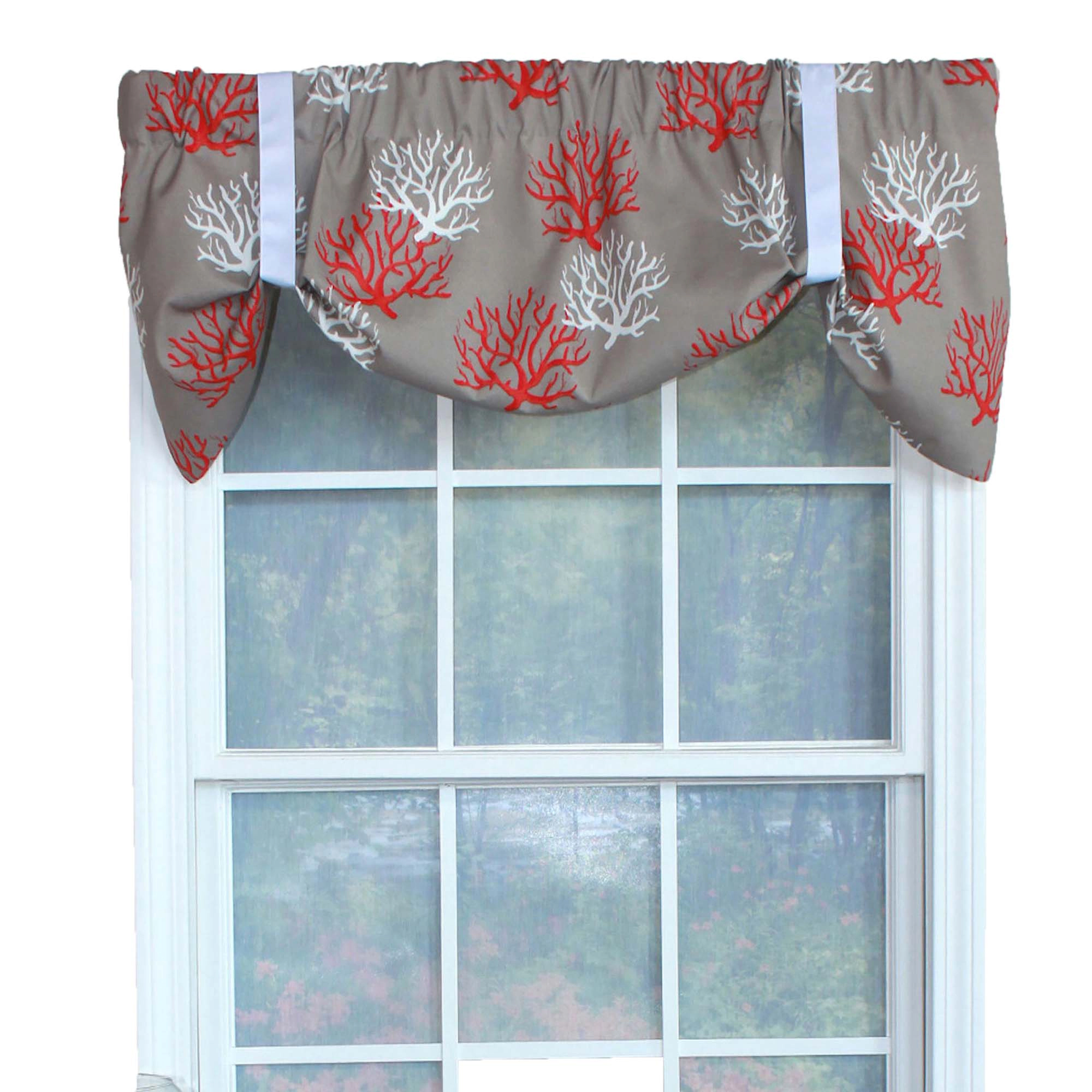 RLF Home Sea Coral Suspender Window Treatment Valance 3" Rod Pocket 50" x 16" Salmon Red