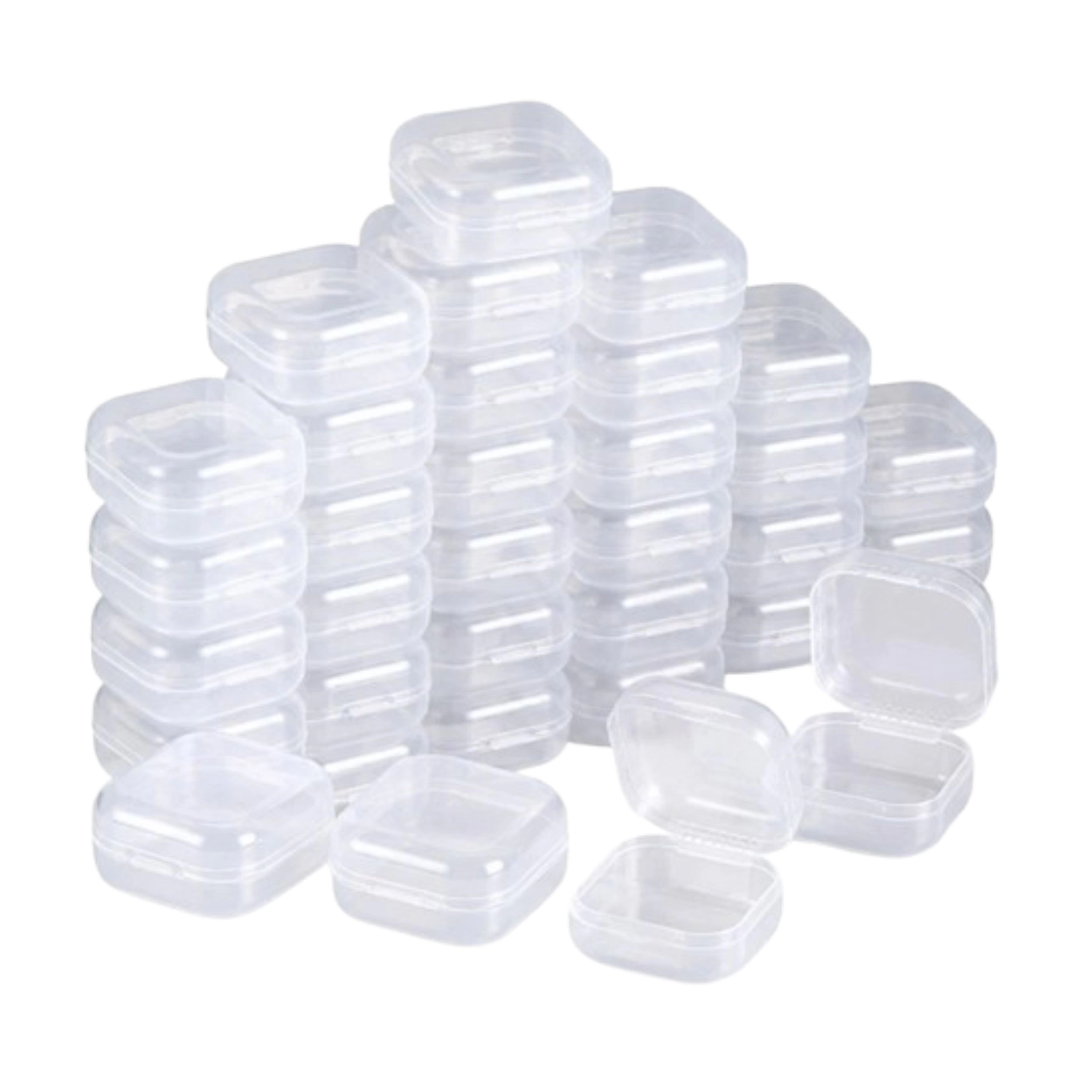 Home Collection Pack of 40 Clear Mini Plastic Storage Boxes for Jewelry & Beads