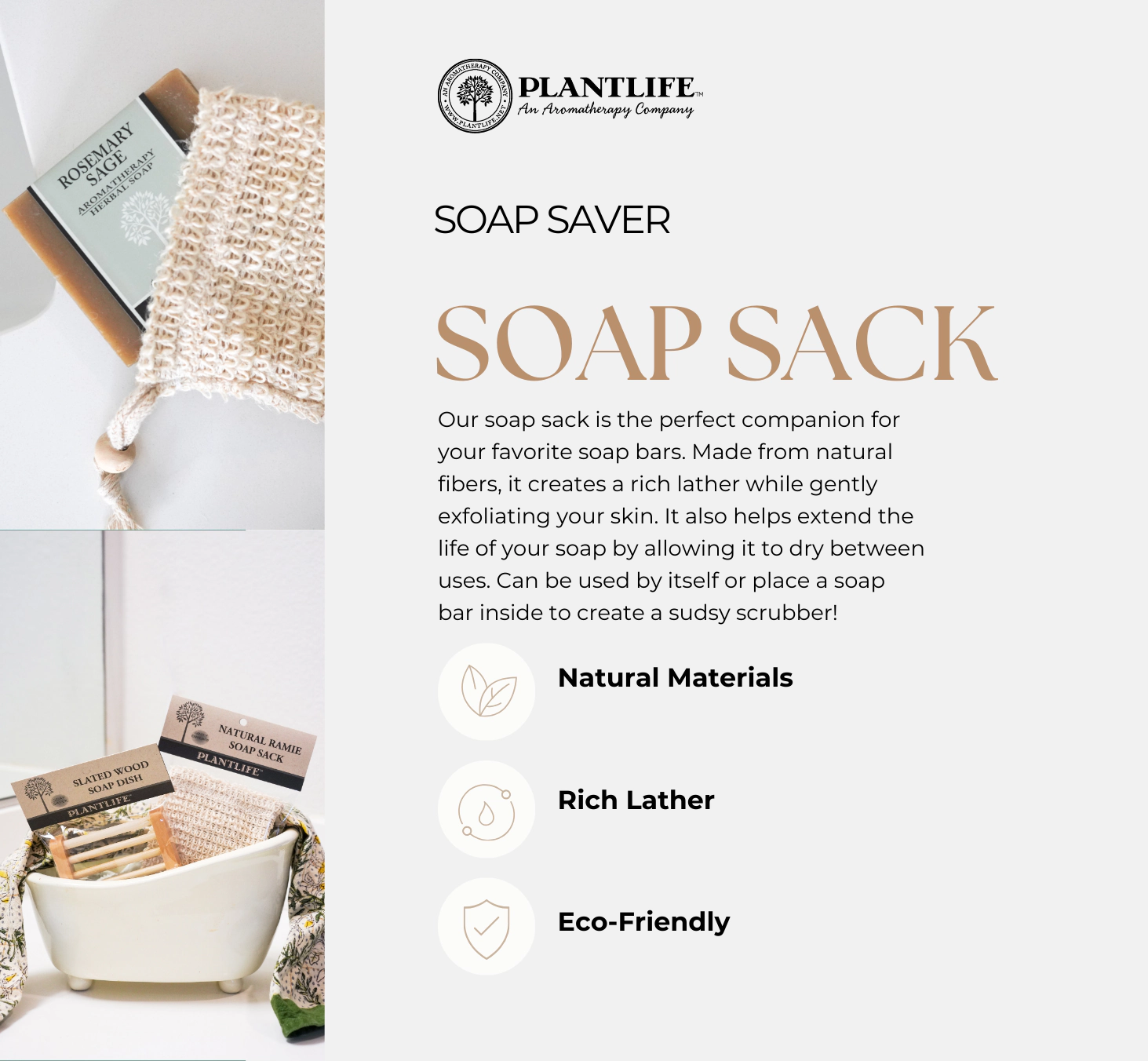 Plantlife Ramie Soap Sack - Reusable Soap Saver