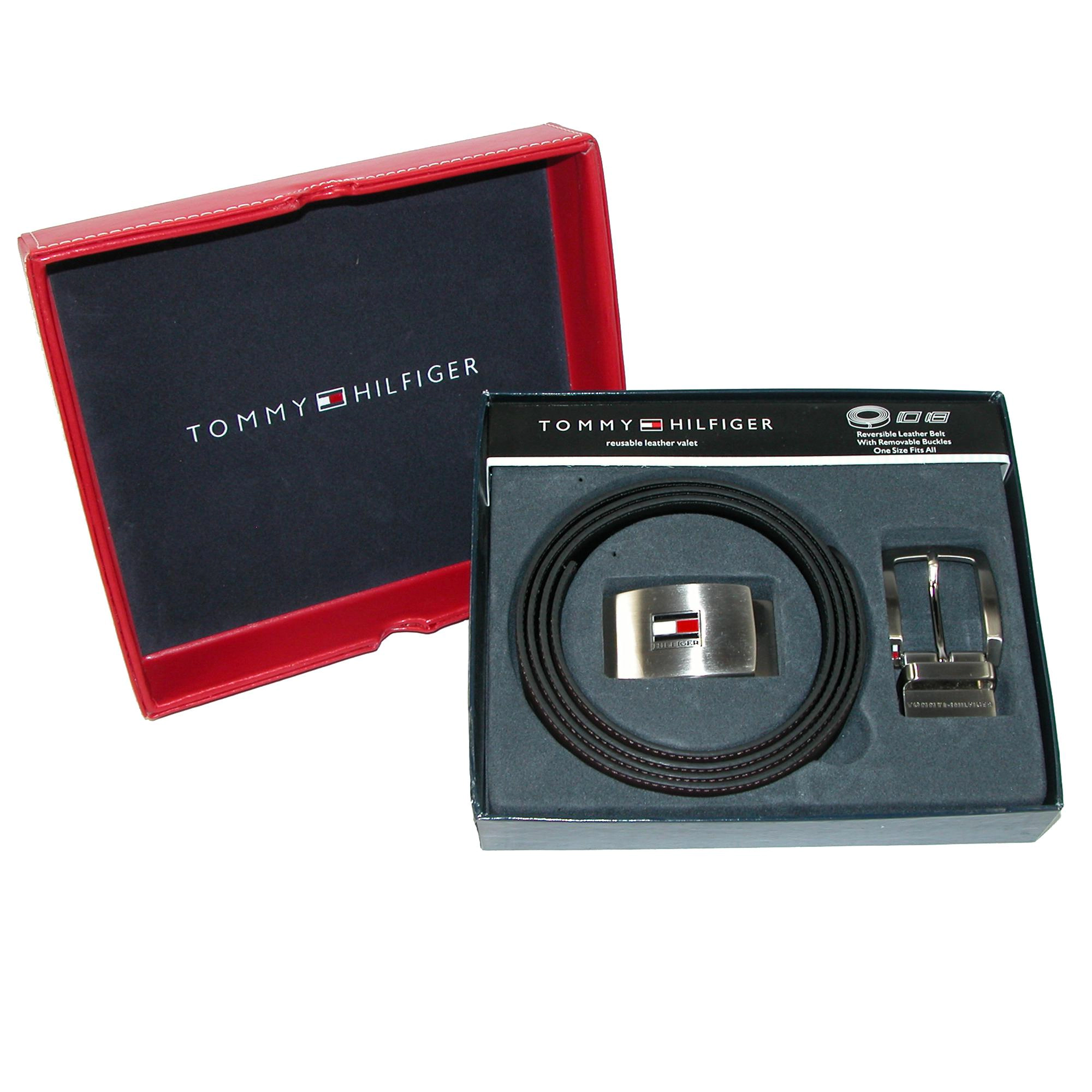 Tommy Hilfiger Men's Reversible Leather Belt and Buckles Boxed Gift Set
