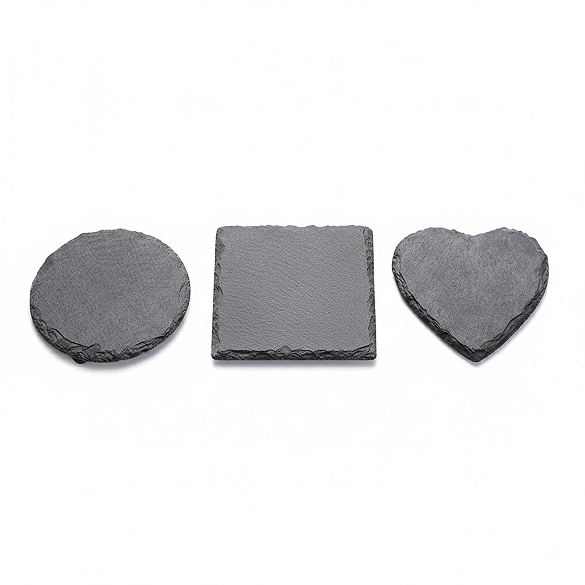 Alilang Unisex Natural Slate Stone Coaster Set Assorted Round Square Heart Shapes