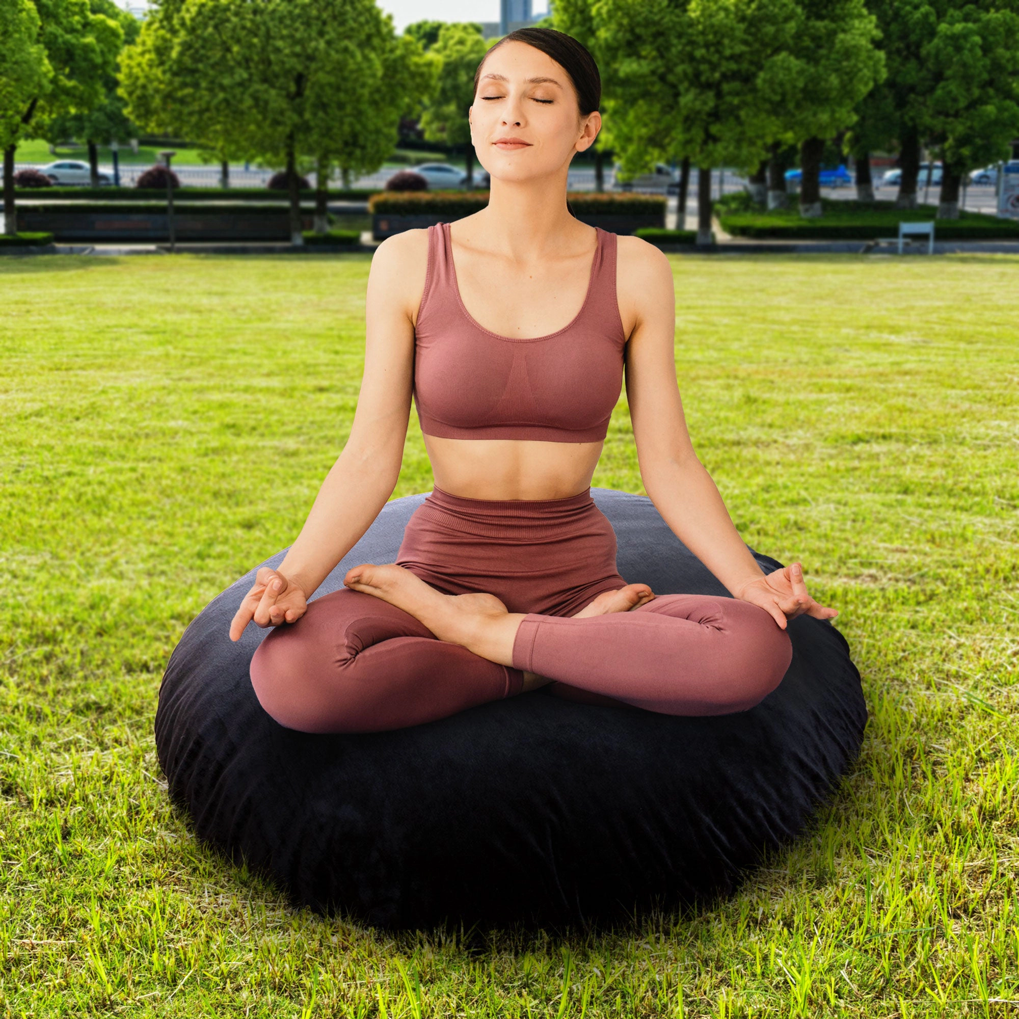 Cheer Collection 36" Round Floor Meditation Pillow and Yoga Cushion with Insert