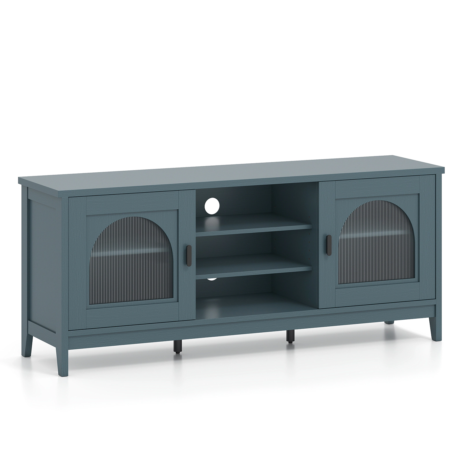 LJG Modern Vintage TV Cabinet with Adjustable Shelves and 2 Cable Holes for TVs up to 65 Inches