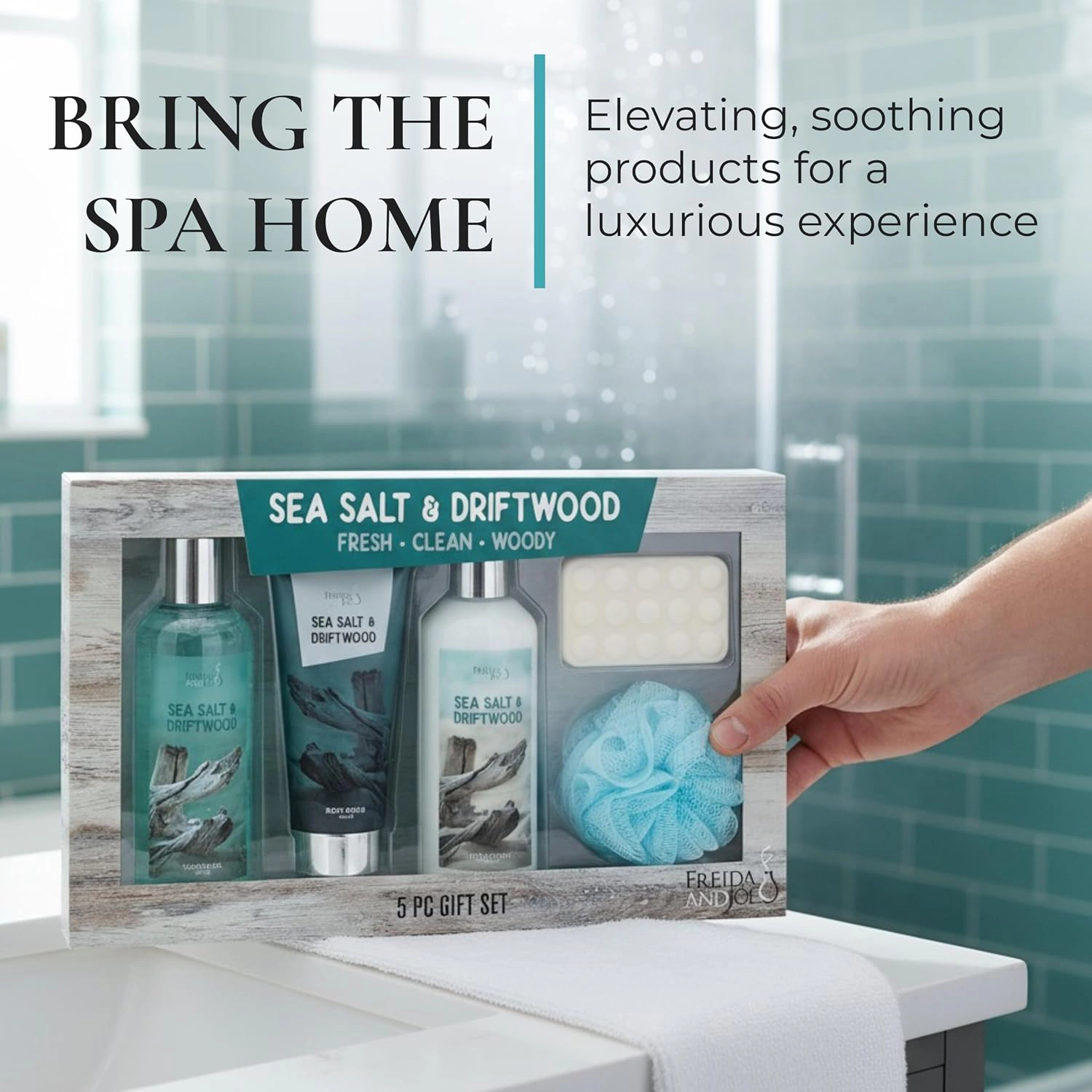 Freida and Joe Men Sea Salt & Driftwood Spa Gift Set