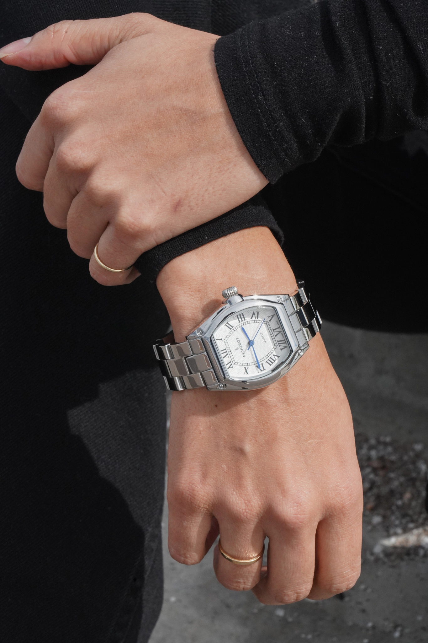 Peugeot Women's Silver Status Bracelet Watch 36x33mm Barrel Shape Roman Dial