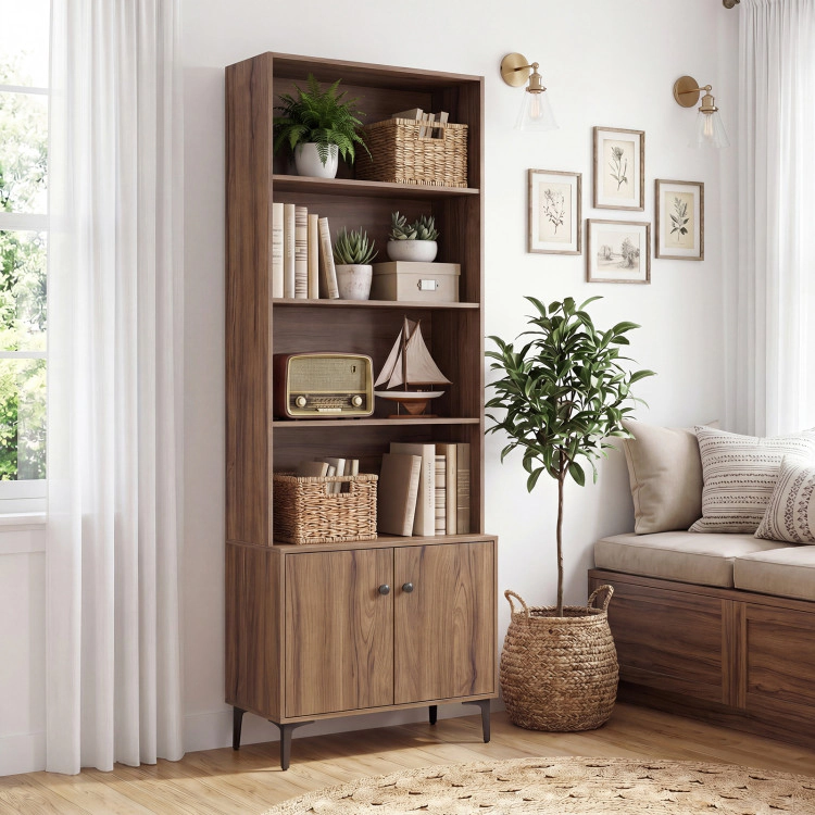 Hivvago Bookshelf with 2 Doors and Anti-Tipping Kits for Home Office
