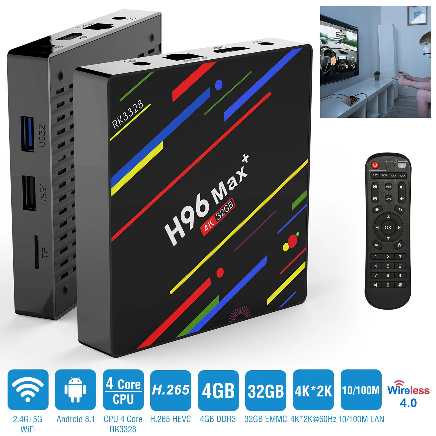 GBruno 64GB Android TV Box With 4K Streaming