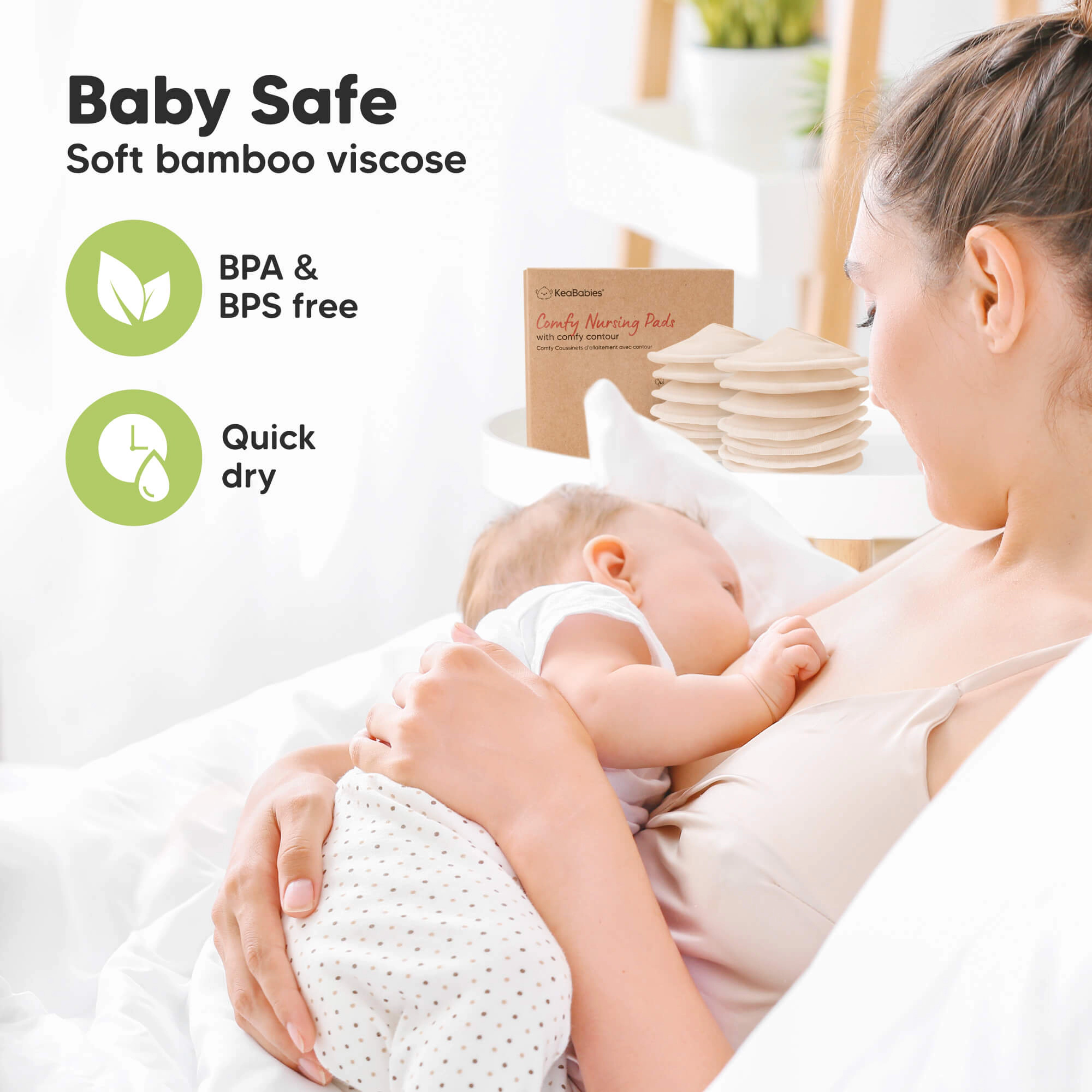 KeaBabies 14-Pack Comfy Nursing Pads (Bare Beige)