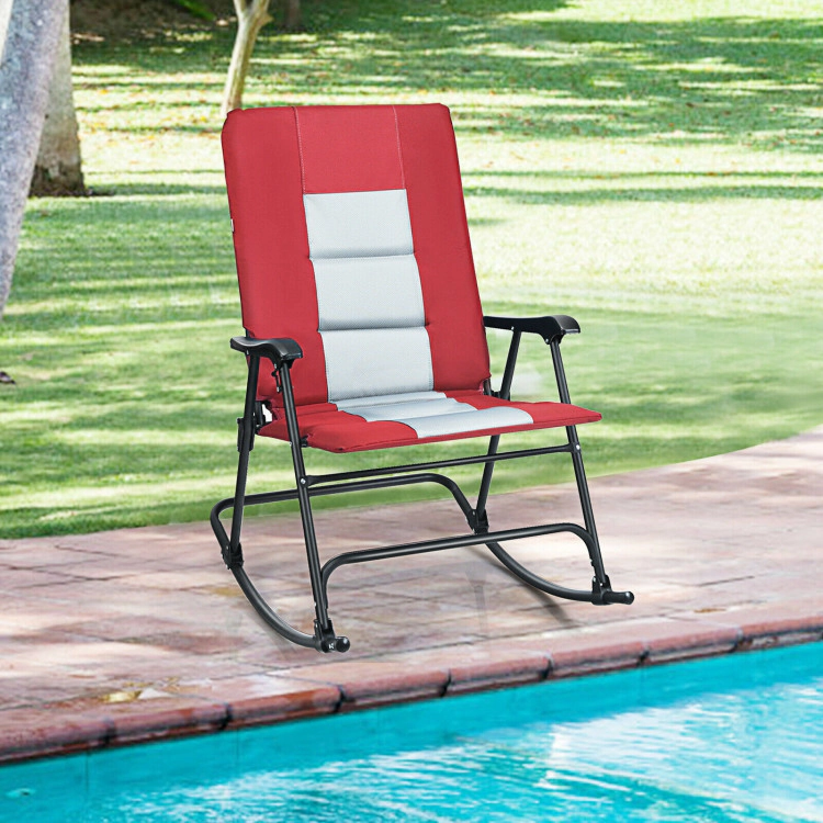 Hivvago Foldable Rocking Padded Portable Camping Chair with Backrest and Armrest
