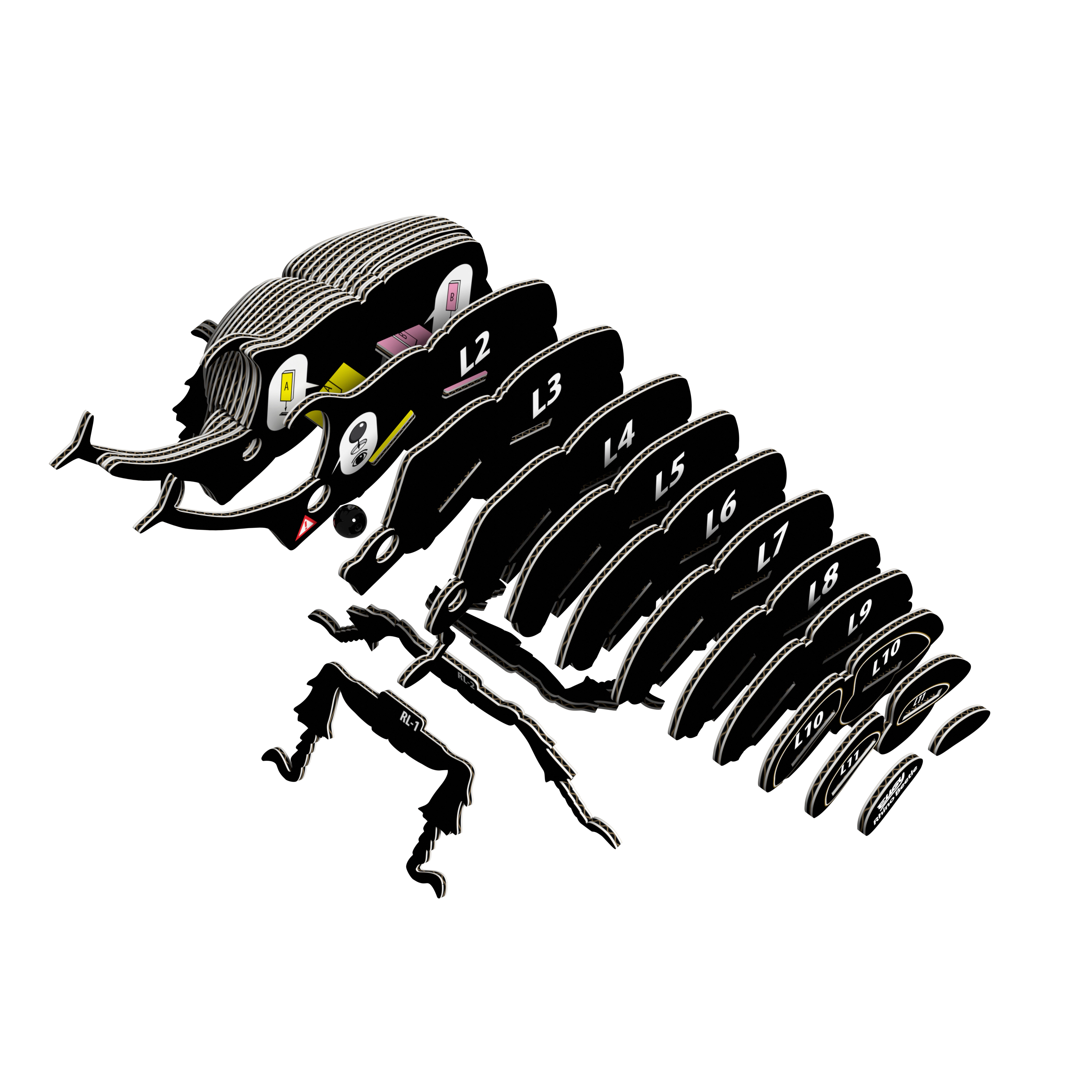 EUGY Rhino Beetle 3D Puzzle - contains 34 puzzle pieces