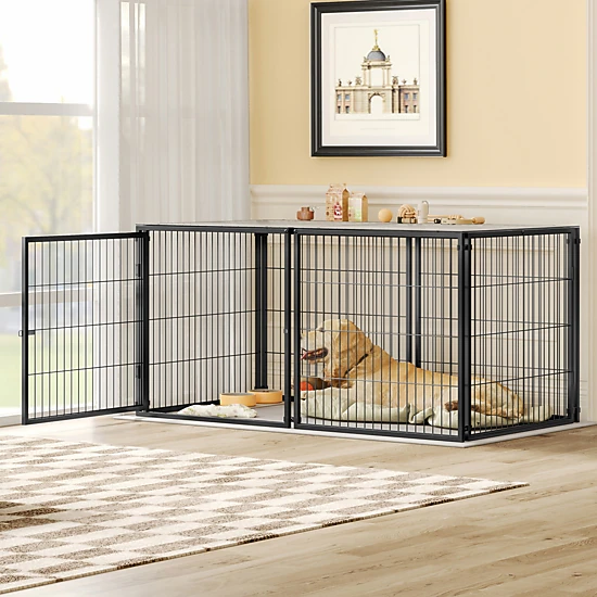 GBruno Large Dog Kennel 63.7in Indoor Dog Crate with PVC Top Cover ...