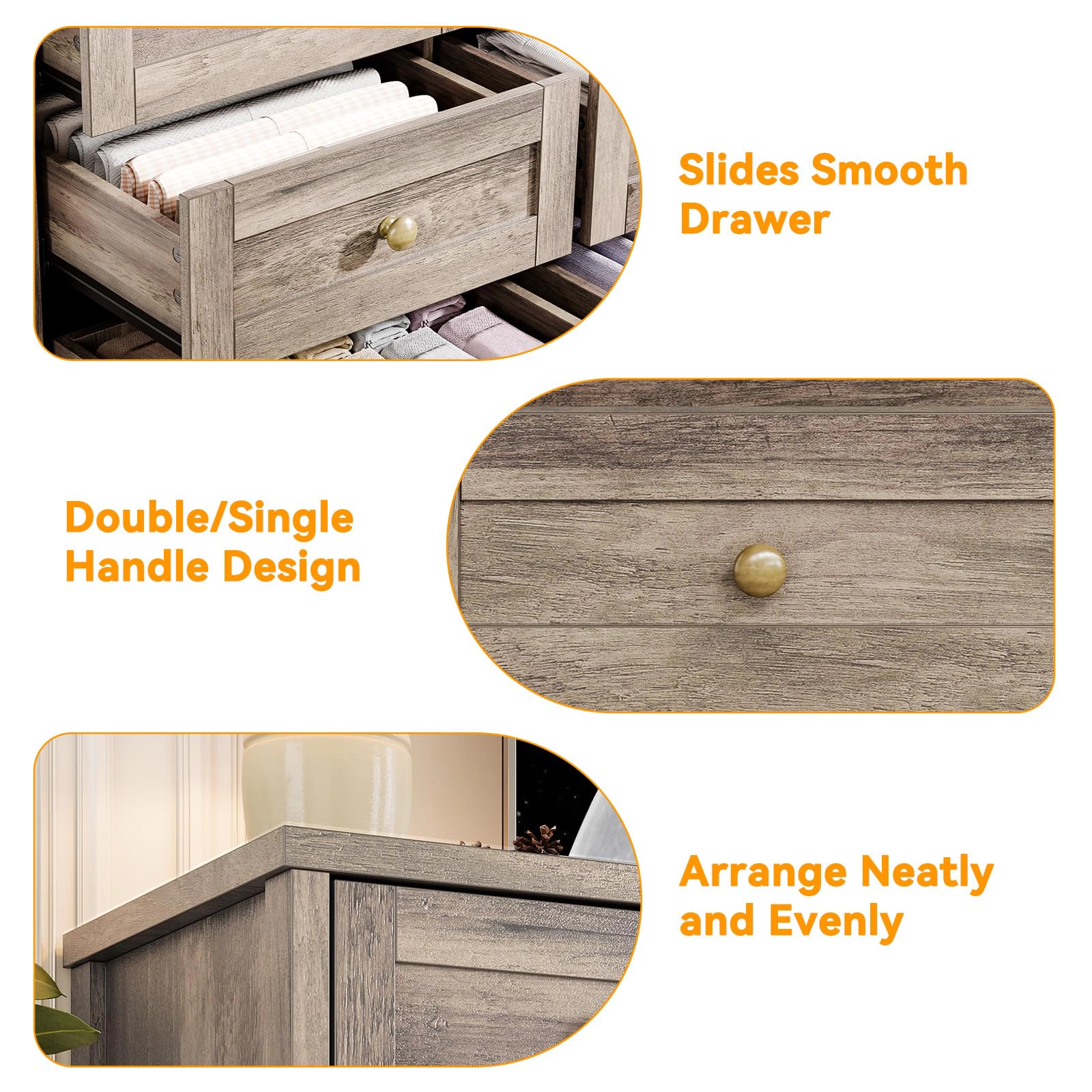 BebreezChic Modern 12-Drawer Wide Dresser TV Stand,GRAY