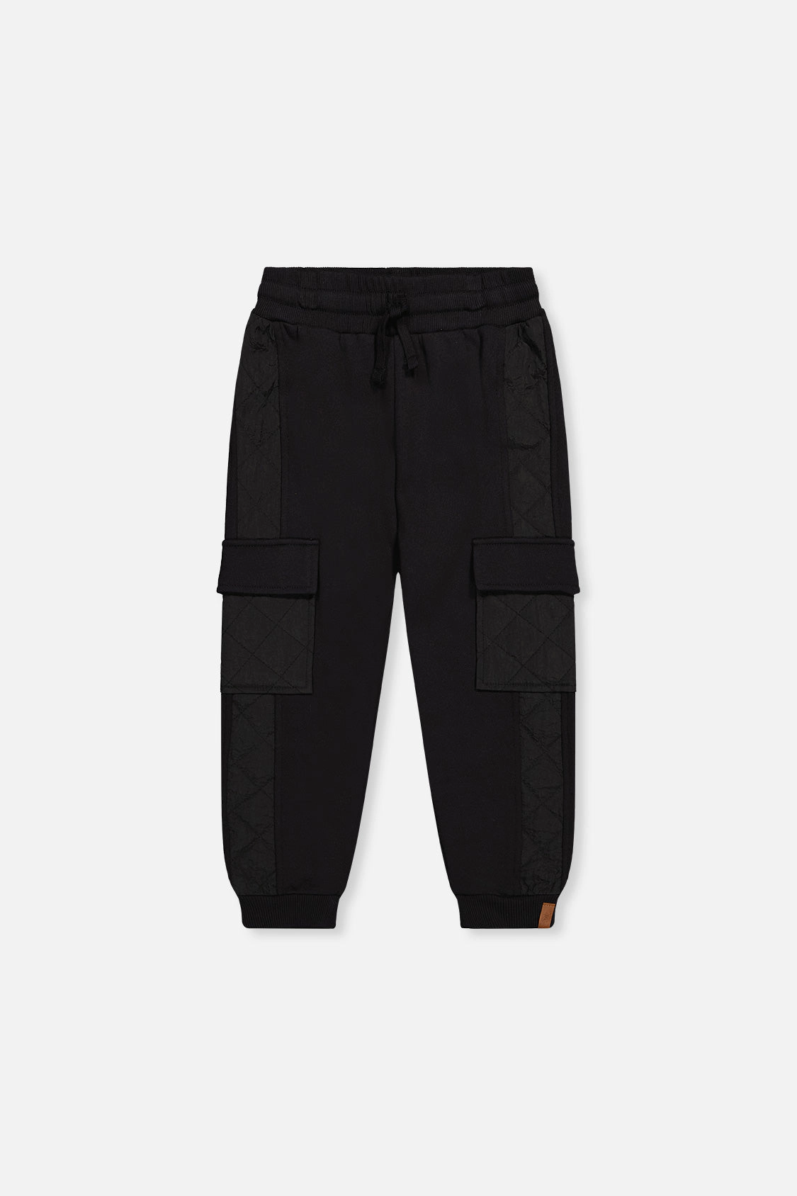 Deux par Boys Fleece Bi-Material Quilted Cargo Sweatpants with Pockets