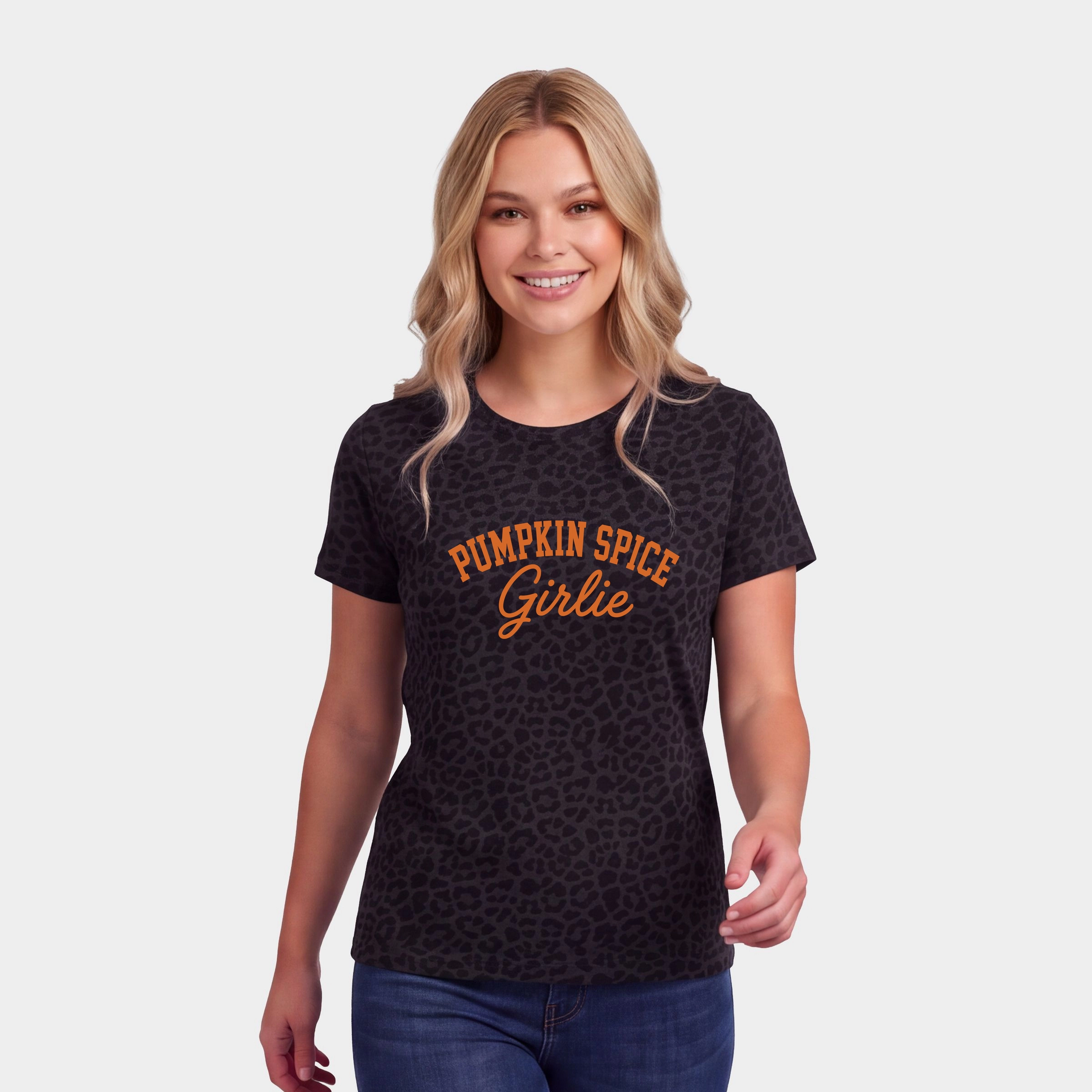Simply Sage Market - Women's Leopard Print Tee Pumpkin Spice Girlie
