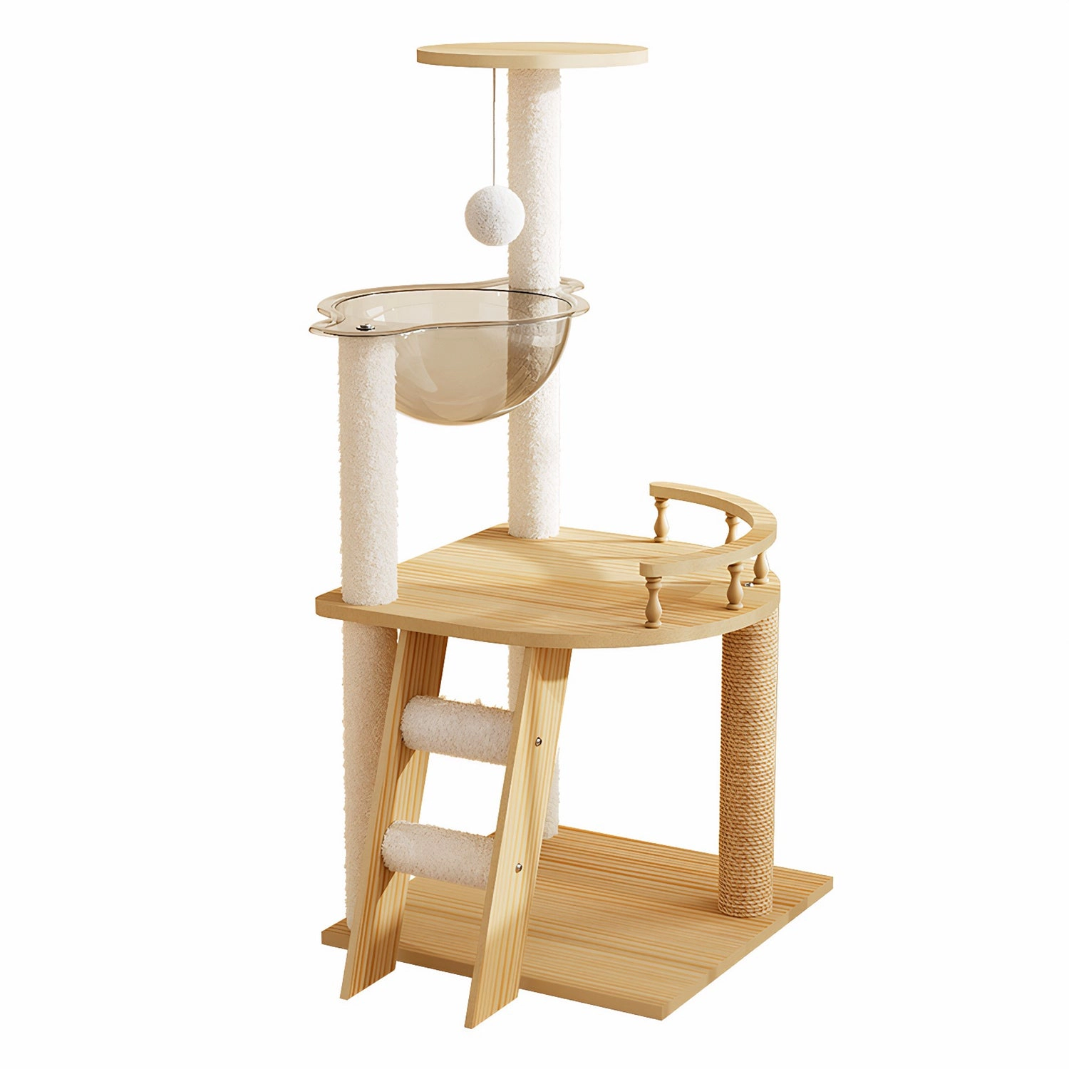 GBruno Multi-Level Wooden Cat Tree With Acrylic Hammock