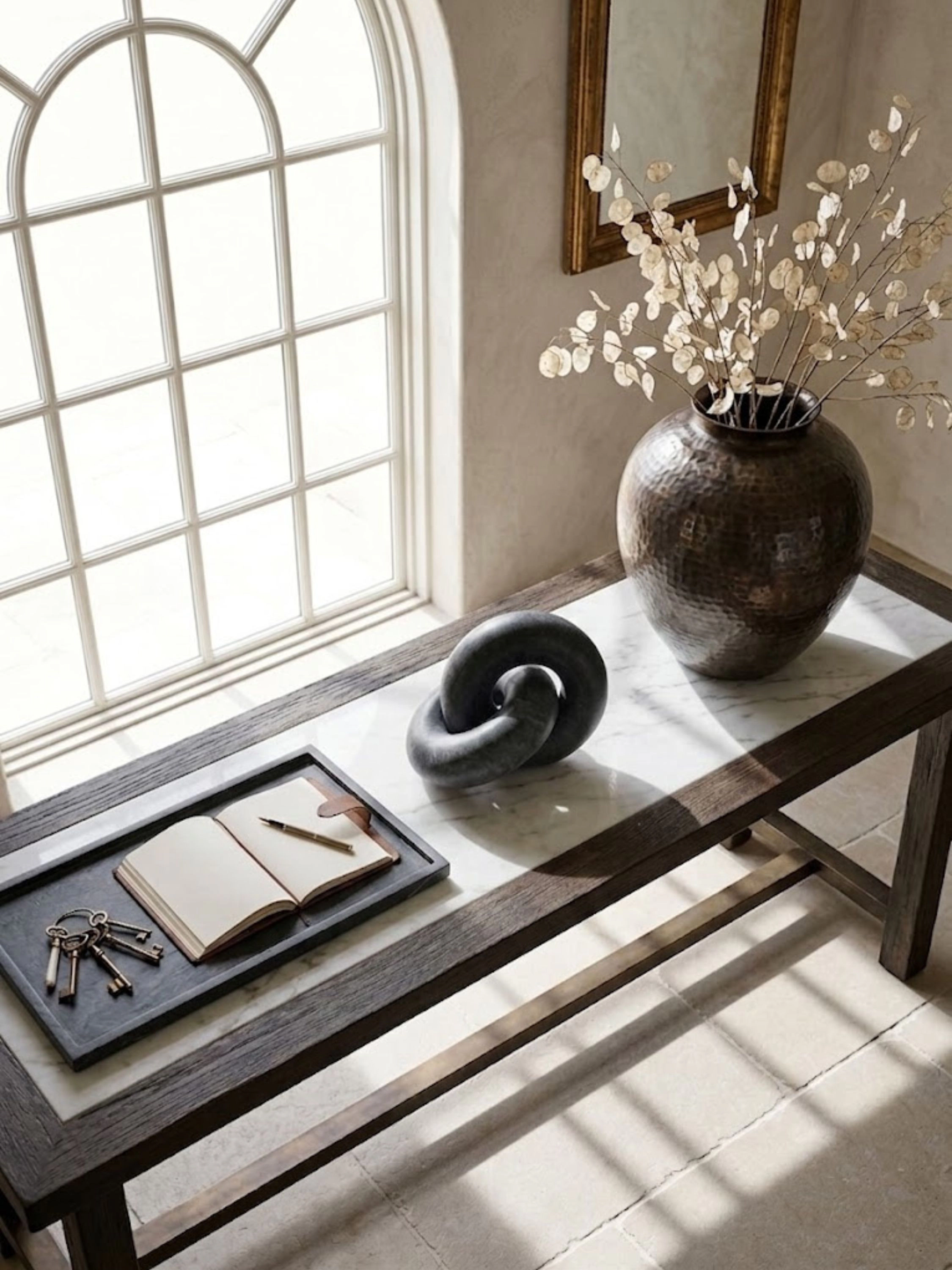 GAURI KOHLI Munich White Marble Knot Sculpture