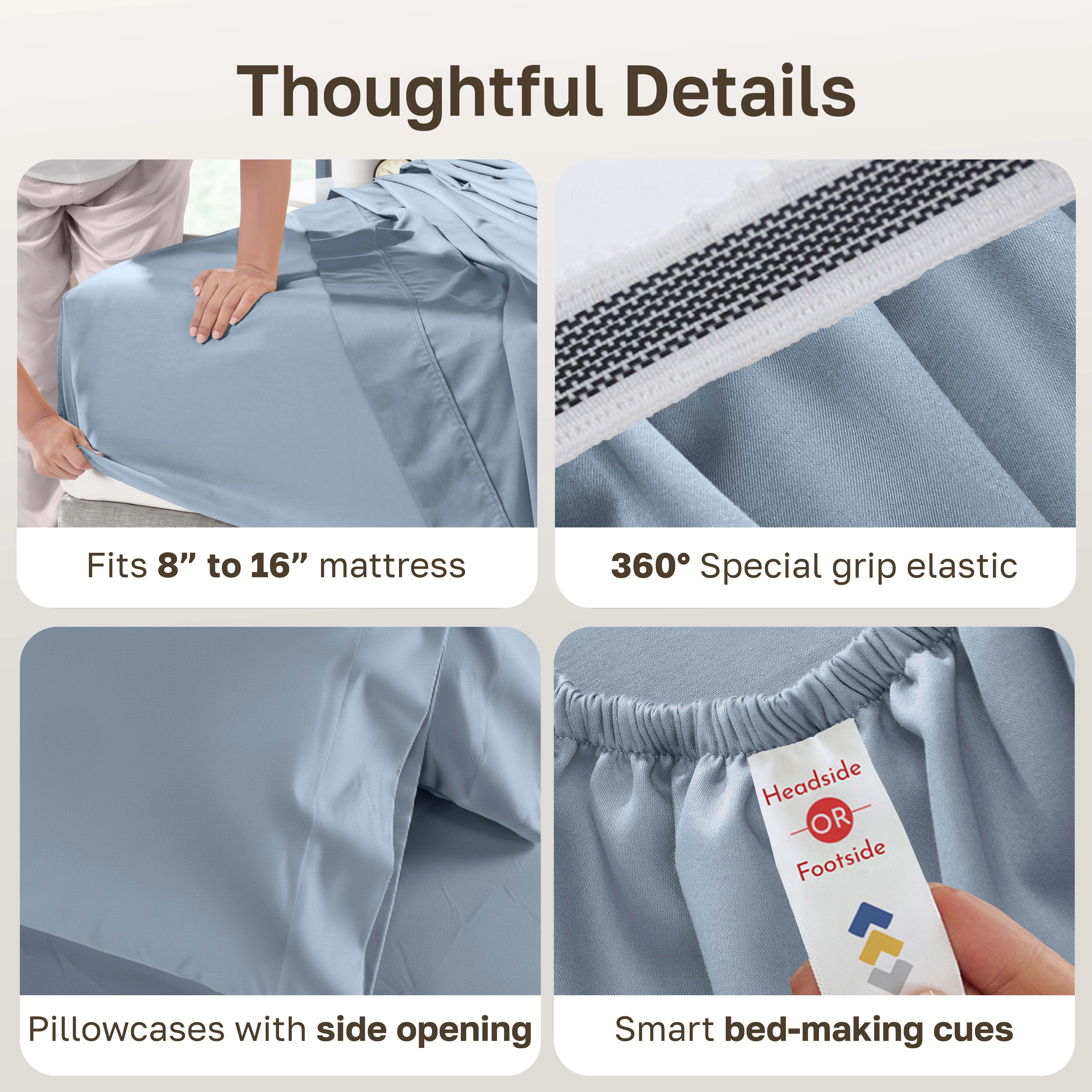 California Design Den 1000 Thread Count Deep Pocket Sheet Set - 100% Cotton Sateen