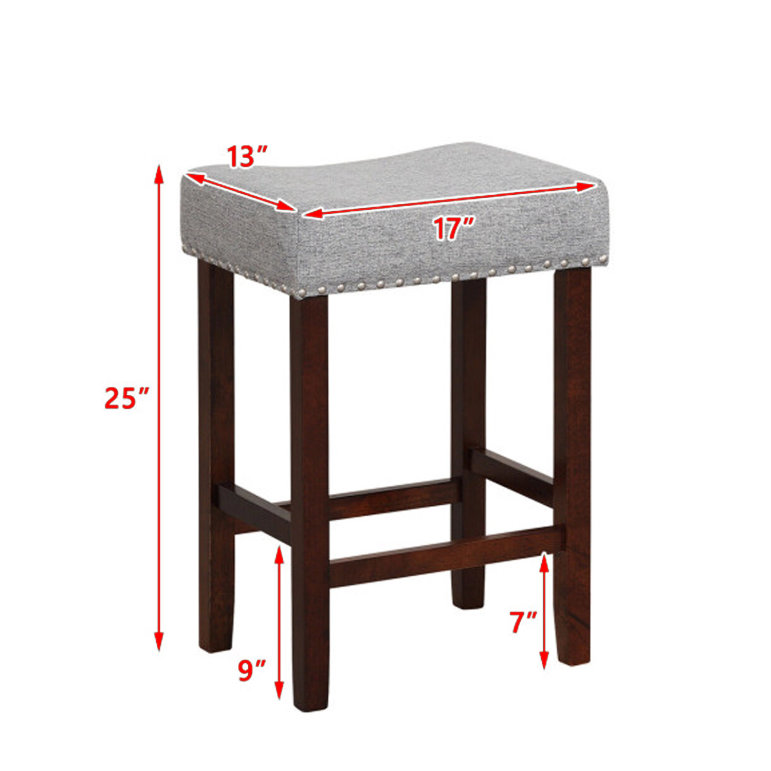 Hivvago 24-Inch Upholstered Bar Stools with Comfortably Curved Seats - Set of 2