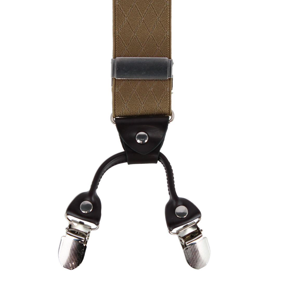 CTM Men's Subtle Diamond pattern Y-Back Double Clip-End Suspender