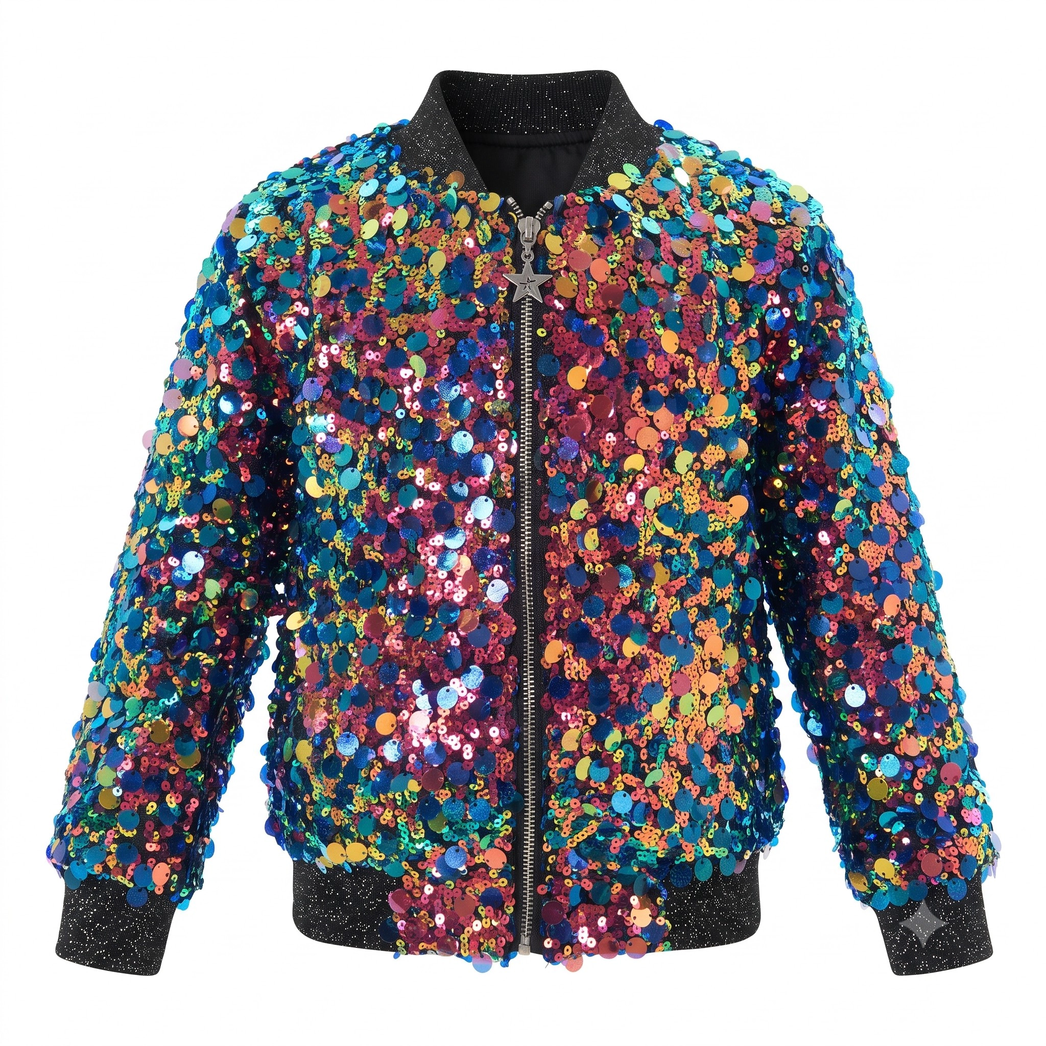 2Bunnies Girls' Fiesta Glow Sparkle Sequin Holiday Party Bomber Jacket