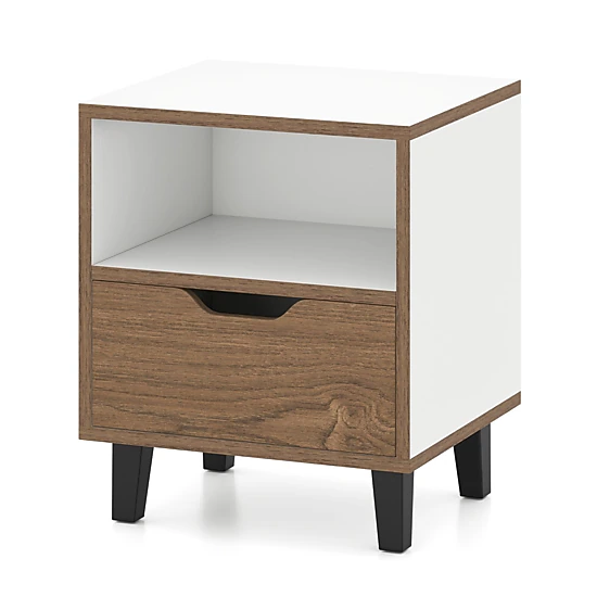 SlickBlue Modern Nightstand with Drawer and Open Storage Shelf