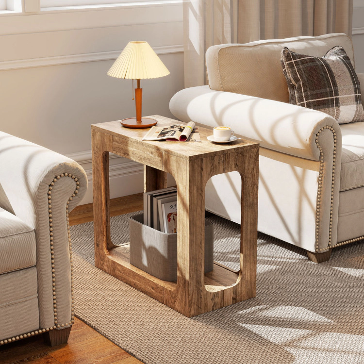 Hivvago 2-Tier End Table With Storage Shelf For Living Room