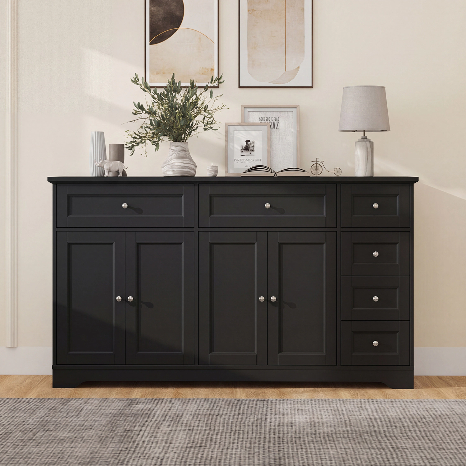 LJG Buffet Sideboard 59" Modern Coffee Bar Station Console Table