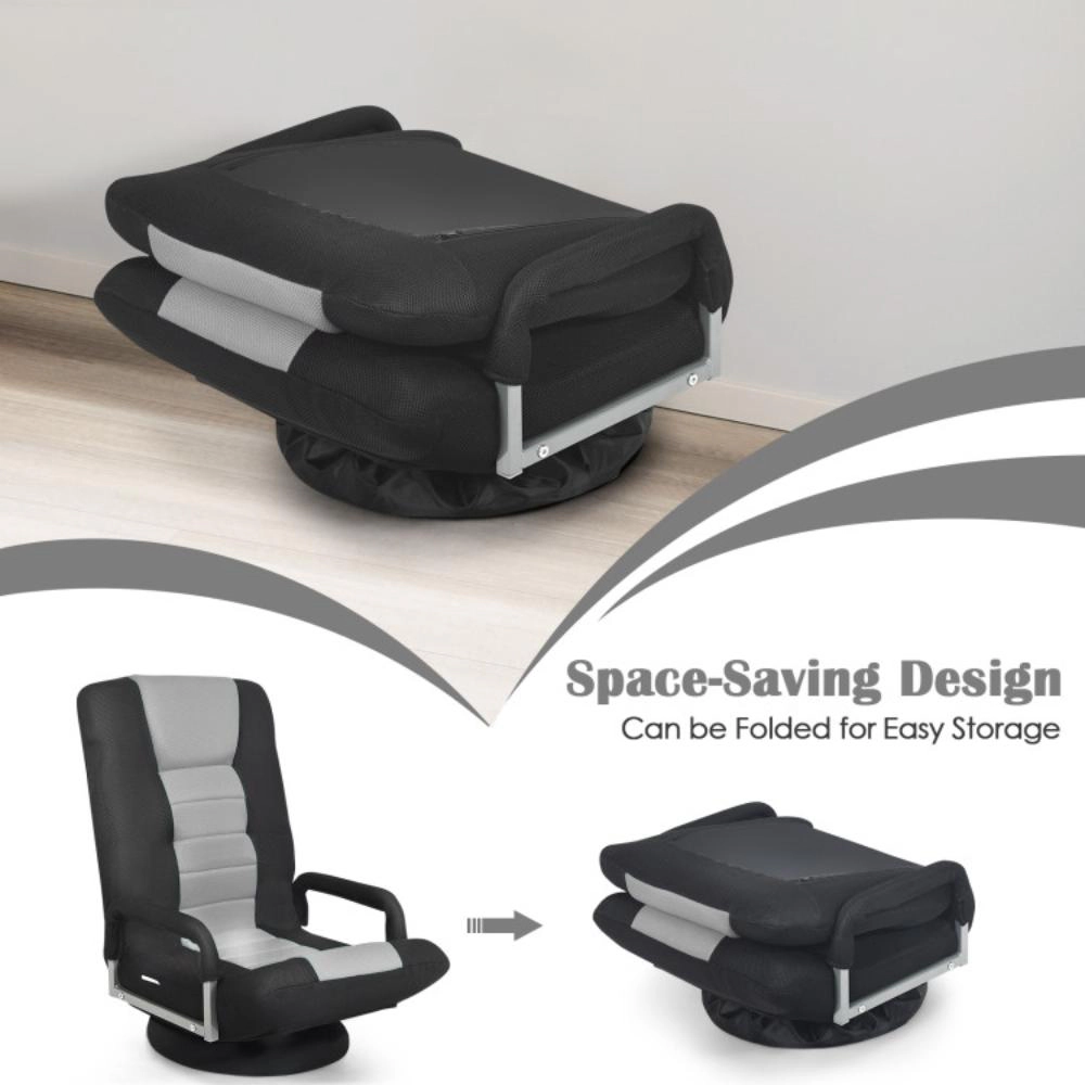 Hivvago 360-Degree Swivel Gaming Floor Chair With Foldable Adjustable Backrest