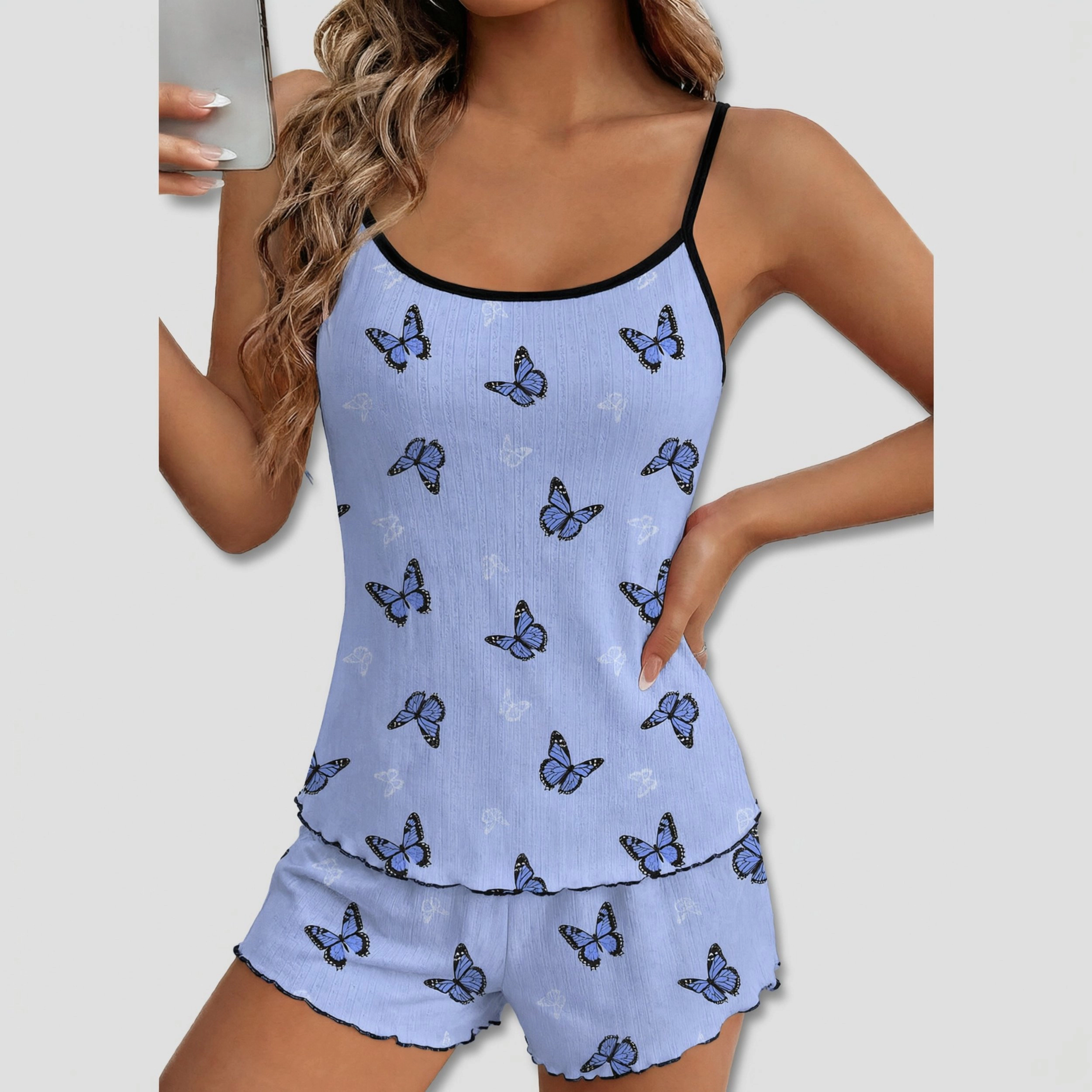 Ekouaer Women's Printed Lightweight Tank Top and Shorts Pajama Set