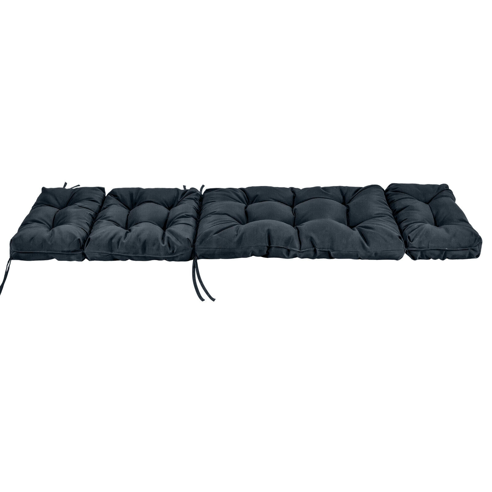 SUGIFT Gray Cotton Filled Outdoor Chaise Lounge Cushion with String Ties and Head Pillow 73-in W 22-in D 4-in H