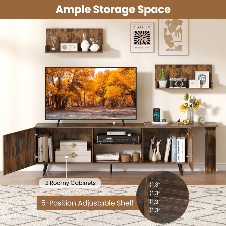 Hivvago Tv Stand For Tvs Up To 85 Inch With 2 Wall Shelves And Charging Station