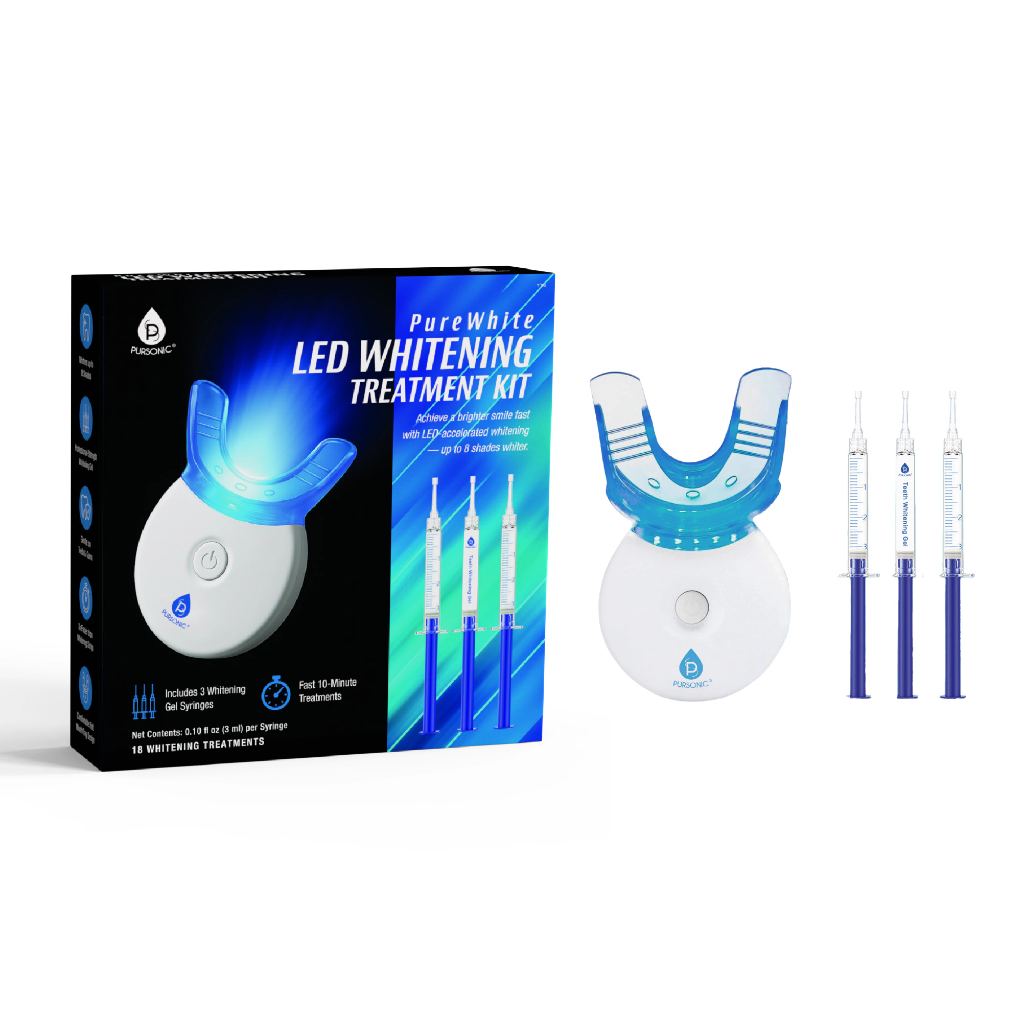 Pursonic Unisex LED Teeth Whitening PureWhite Treatment Kit