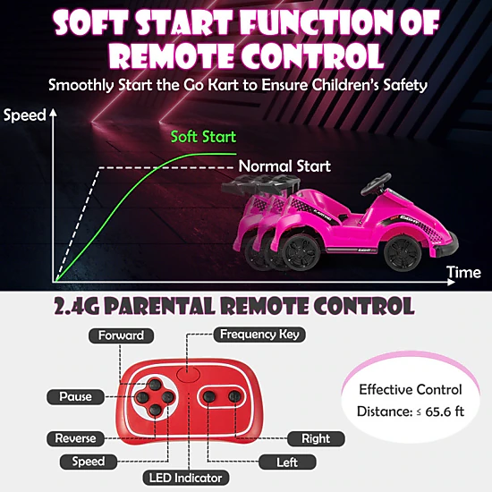 Hivvago 6V Kids Ride On Go Cart With Remote Control And Safety Belt