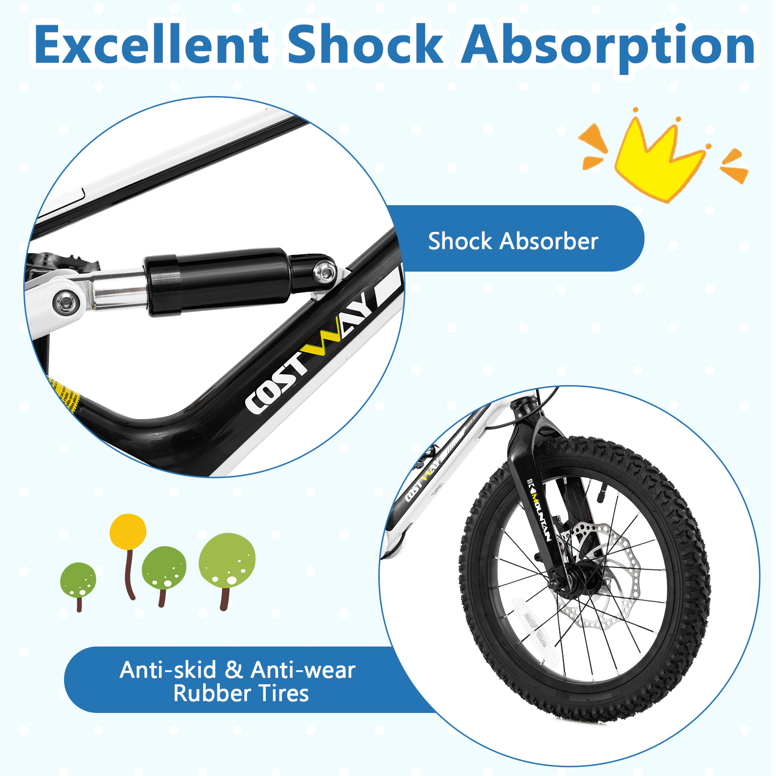 LJG 16 Inch Kids Bike Magnesium Alloy Bicycle Adjustable for Aged 4 to 7-16 Inches