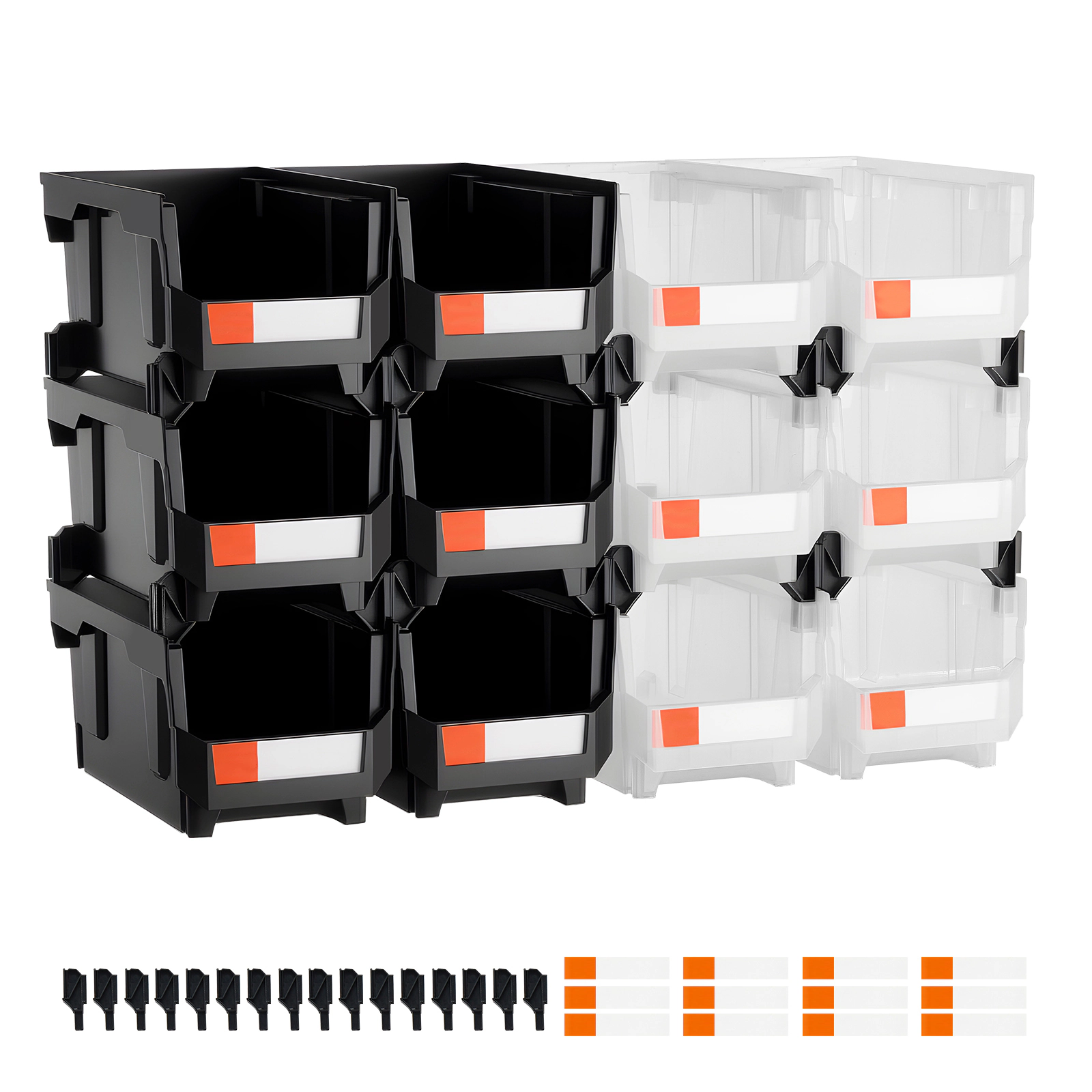 HONGGE Plastic Stackable Storage Bins Plastic Containers for Organizing Storage Bins for Closet Garage Small Parts