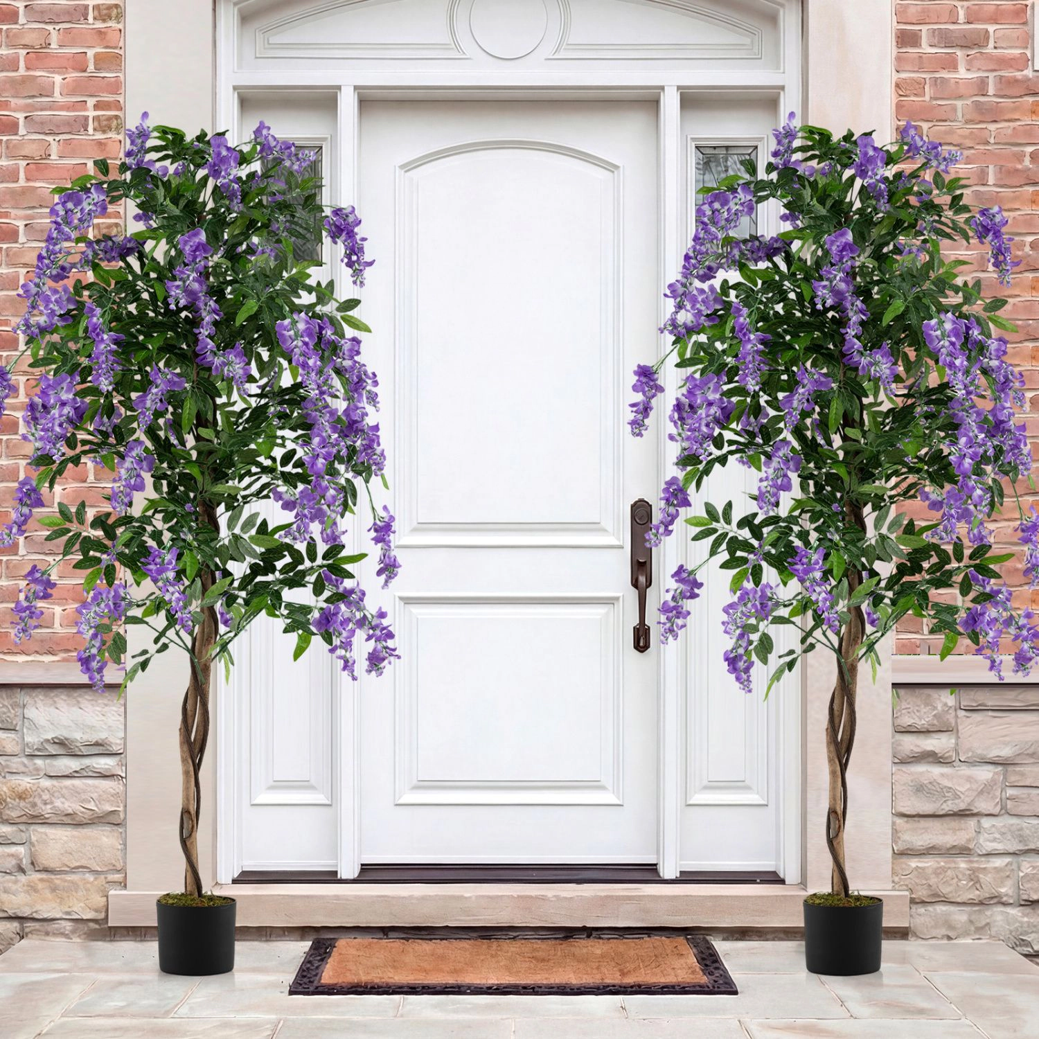 SlickBlue 6 FT Artificial Wisteria Tree with Purple Flowers & Leaves