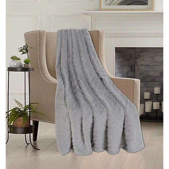 Kate Aurora Salon de Maison Faux Shearling Ultra Plush Gray Chevron ...
